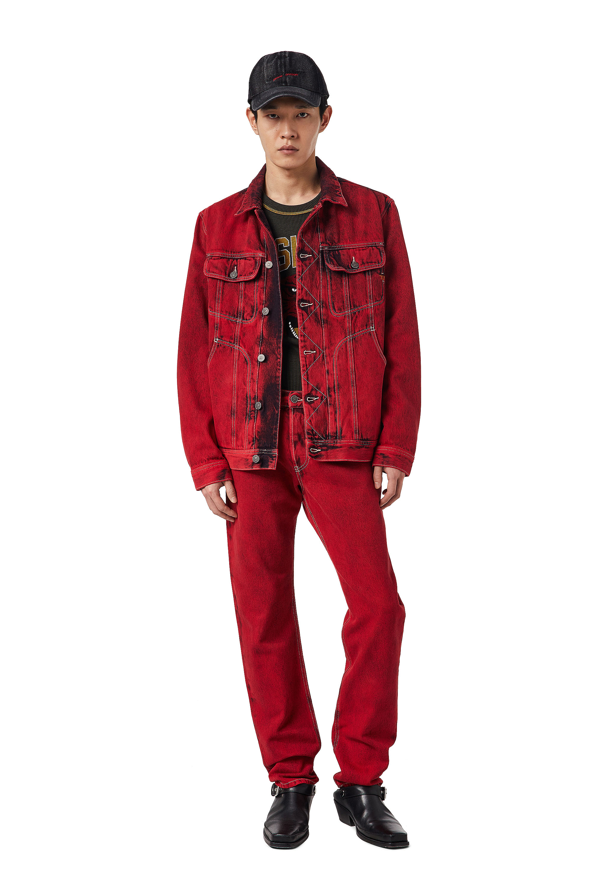 Diesel - 1995 D-Sark 09D35 Straight Jeans, Red - Image 1