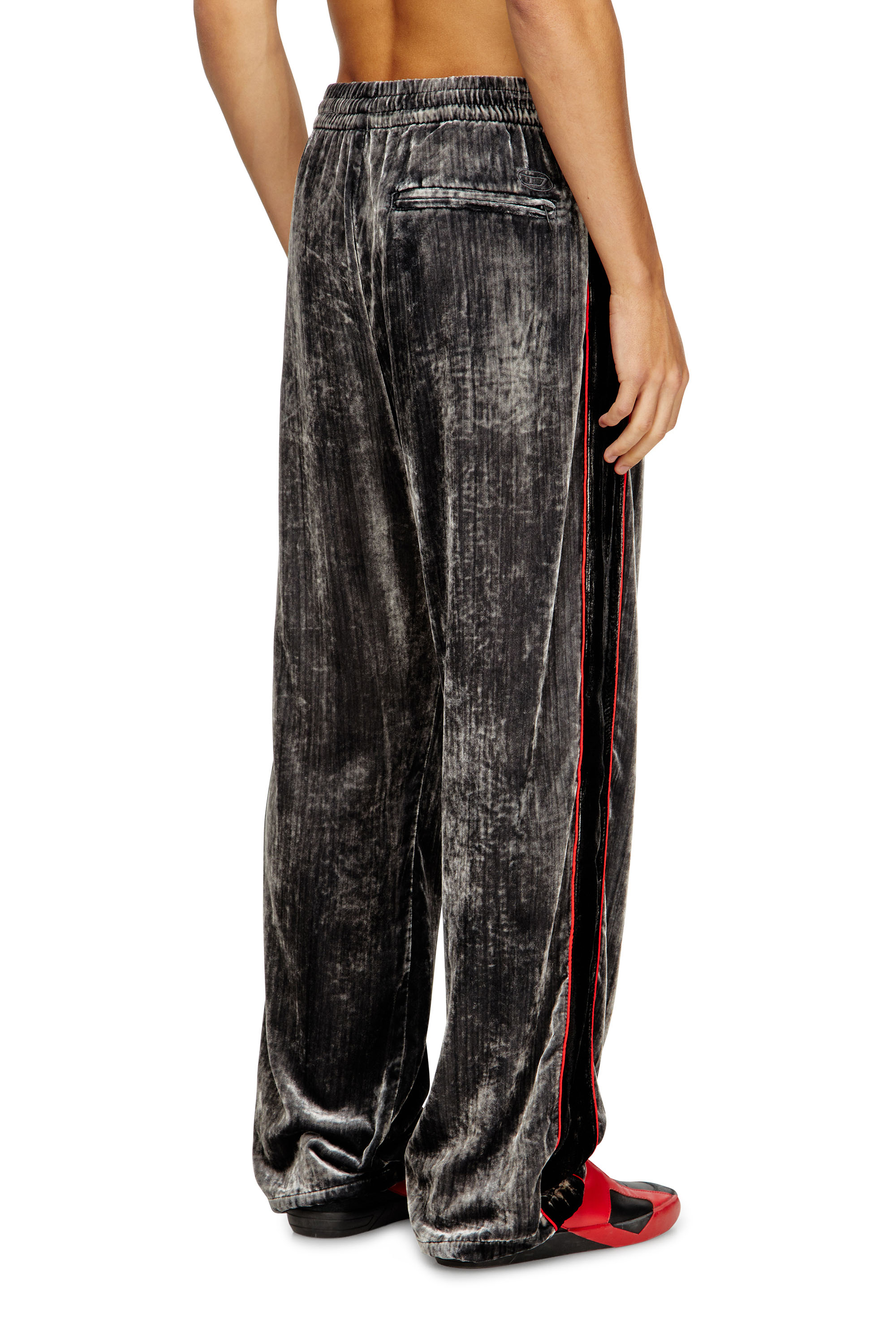 Diesel - P-HAY, Man's Track pants in treated velvet in Dark grey - 3