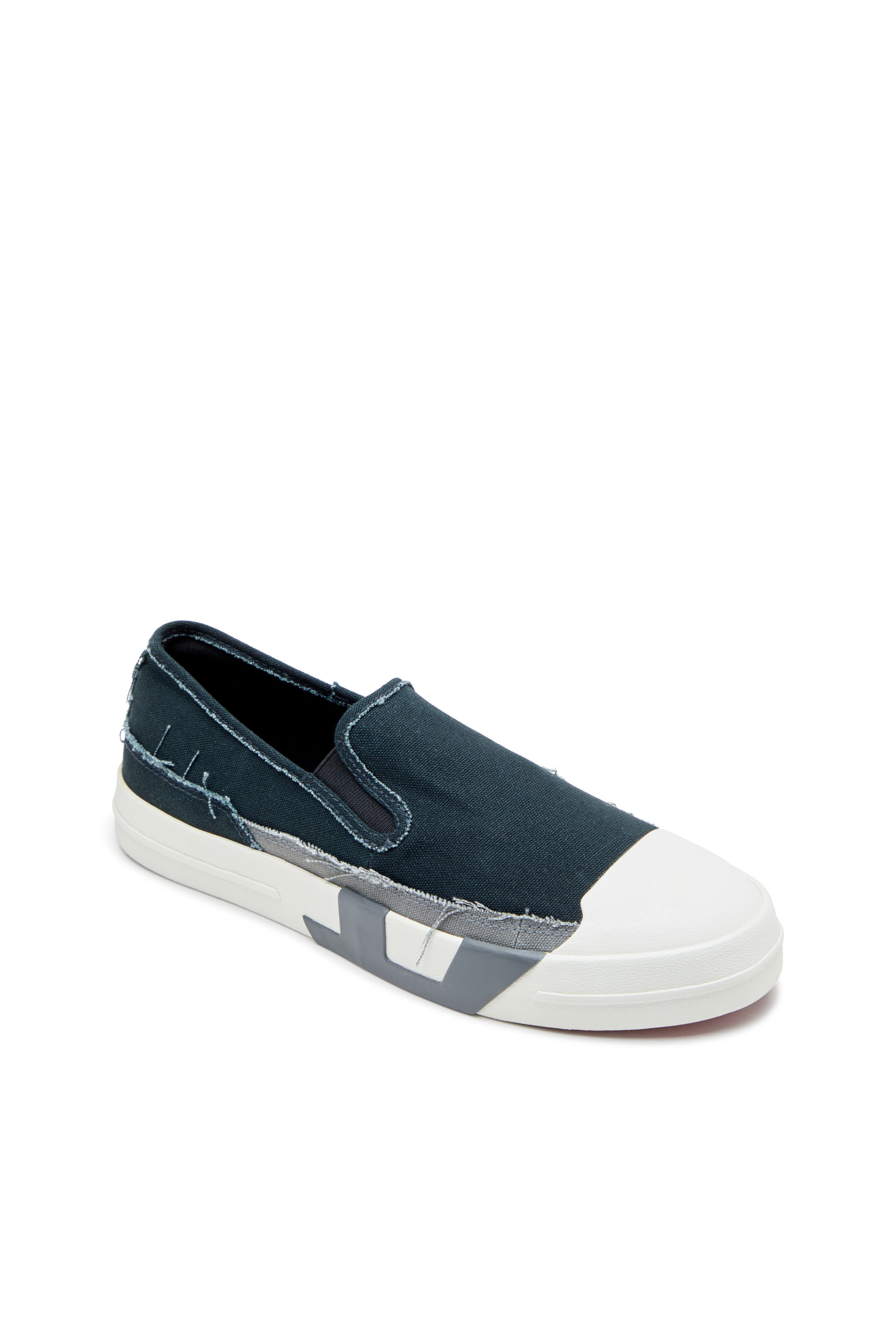 Diesel - S-D-VERSE SO, Man's Slip-on sneakers in frayed canvas in Blue/Grey - 6