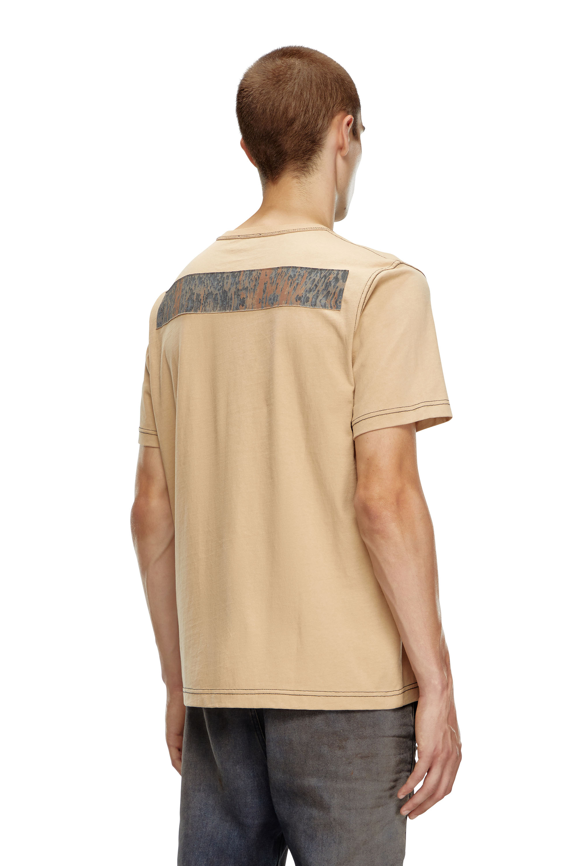 Diesel - T-ADJUST-Q1, Man's T-shirt with graphic patches in Light Brown - 3