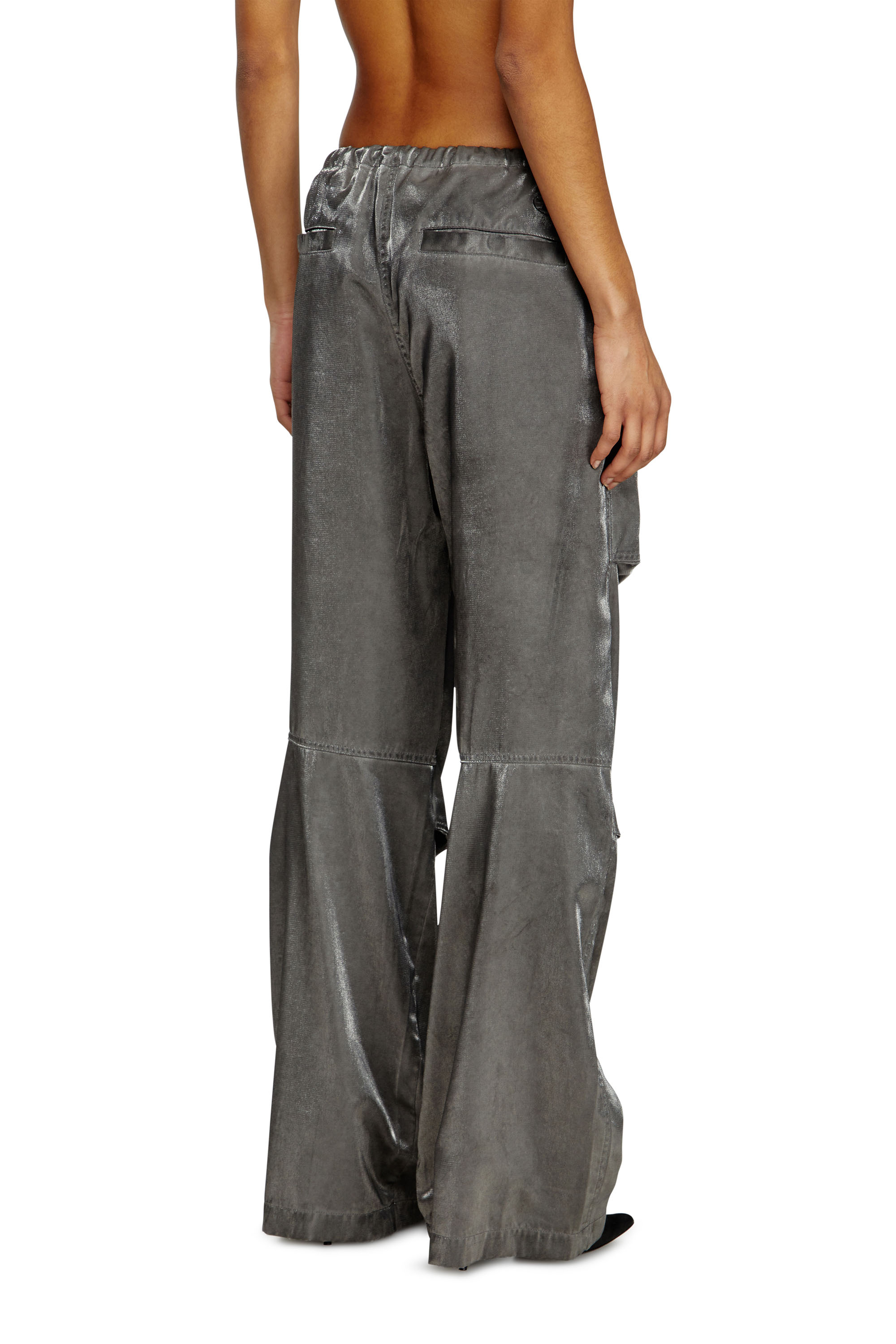 Diesel - P-RODIGE, Woman's Satin cargo pants in Grey - 3