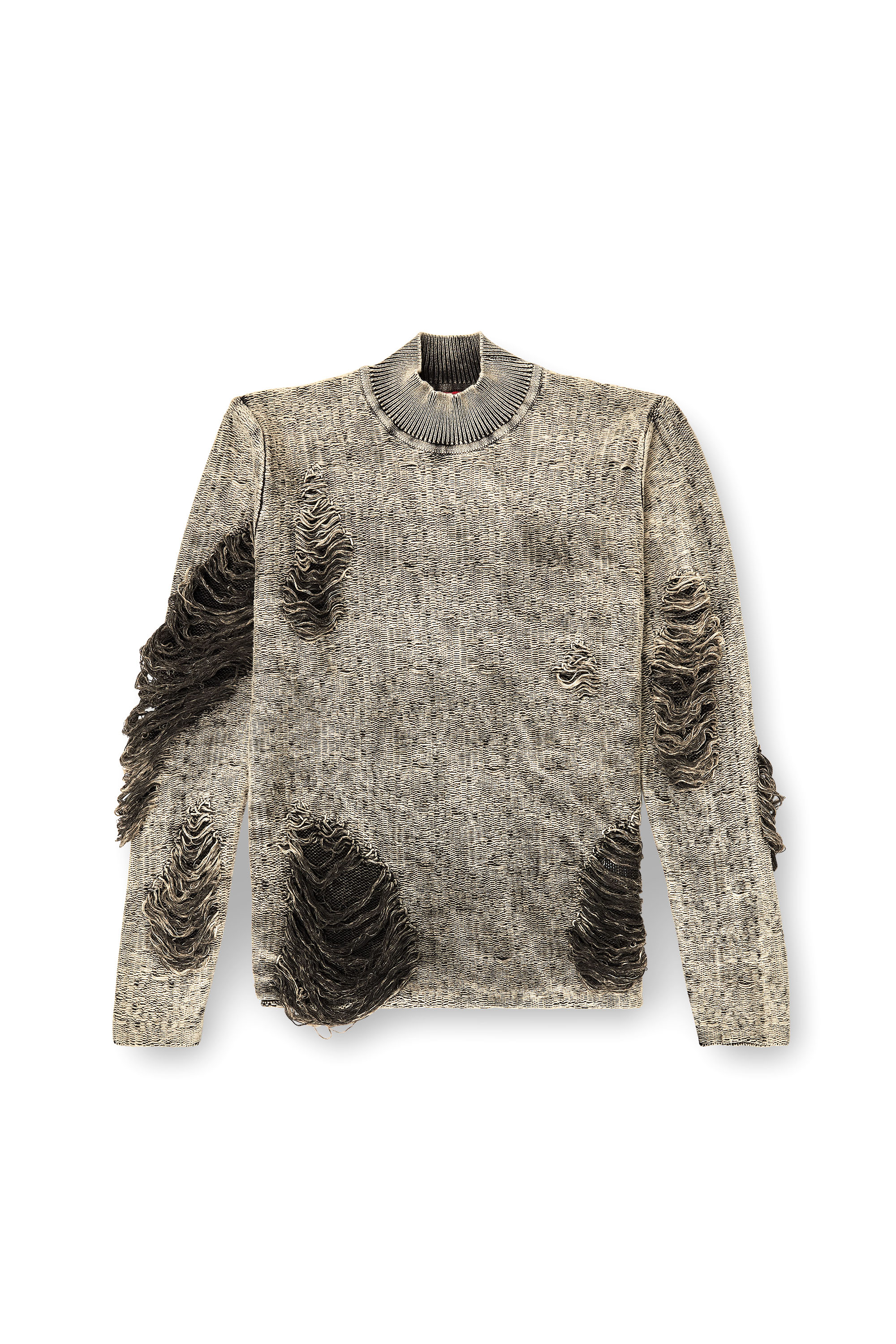 Diesel - K-FJORDI, Man's Destroyed jumper with floating yarns in Grey - 3