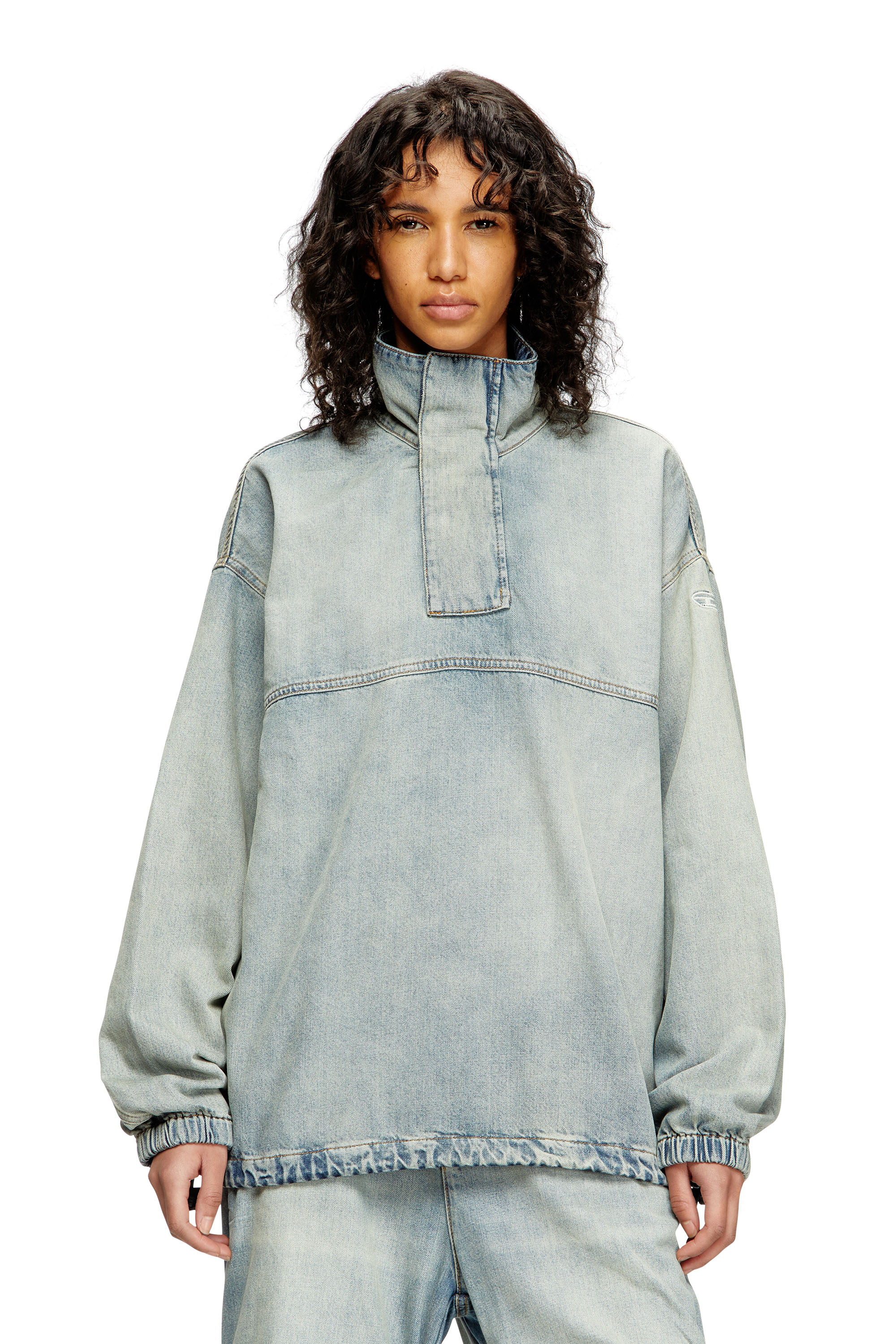 Diesel - D-FLOW-S1, Unisex's Denim pullover in light bicolour denim in Light Blue - 5