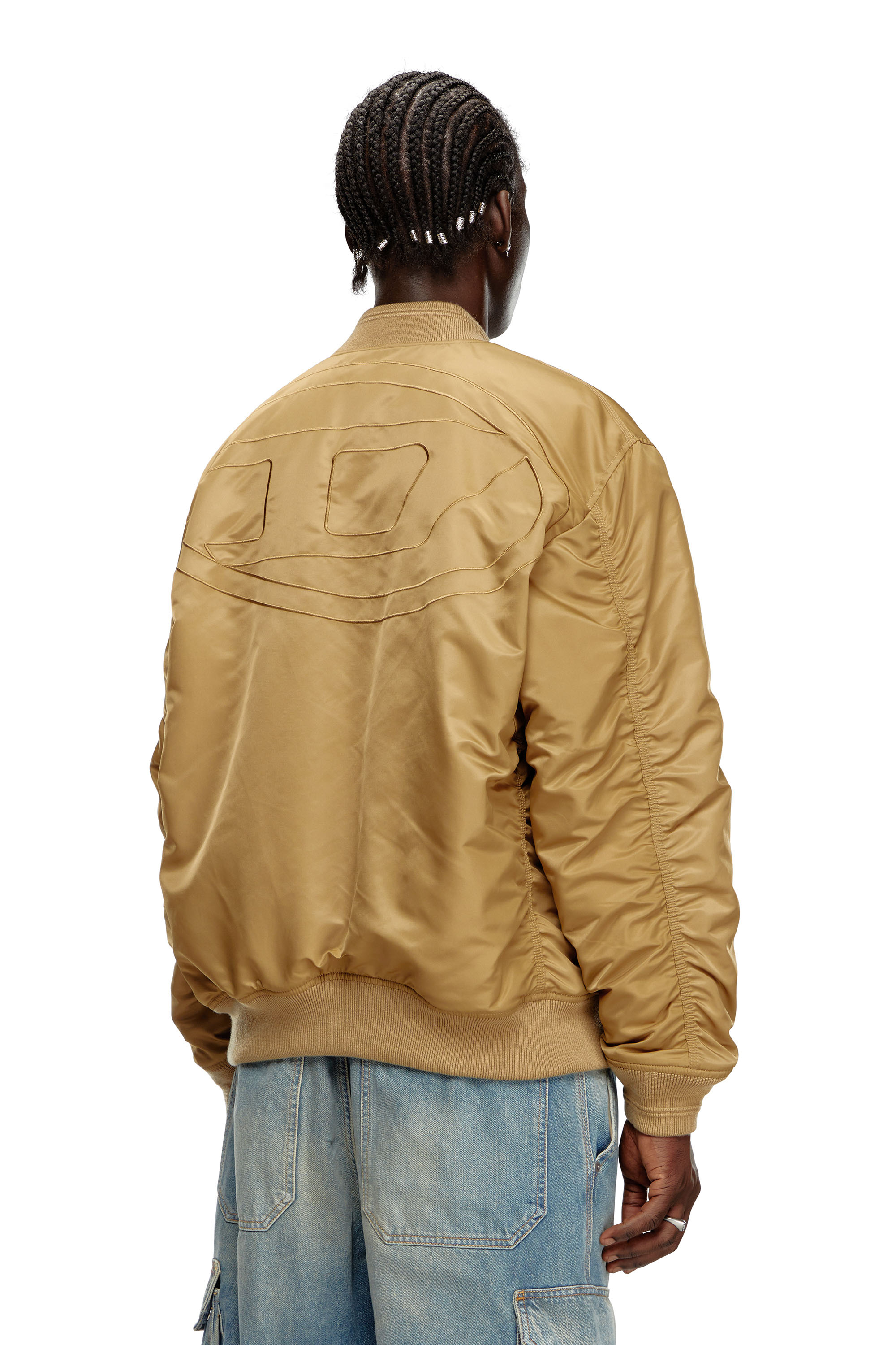 Diesel - J-HELD, Man's Bomber in padded nylon with Oval D in Light Brown - 3