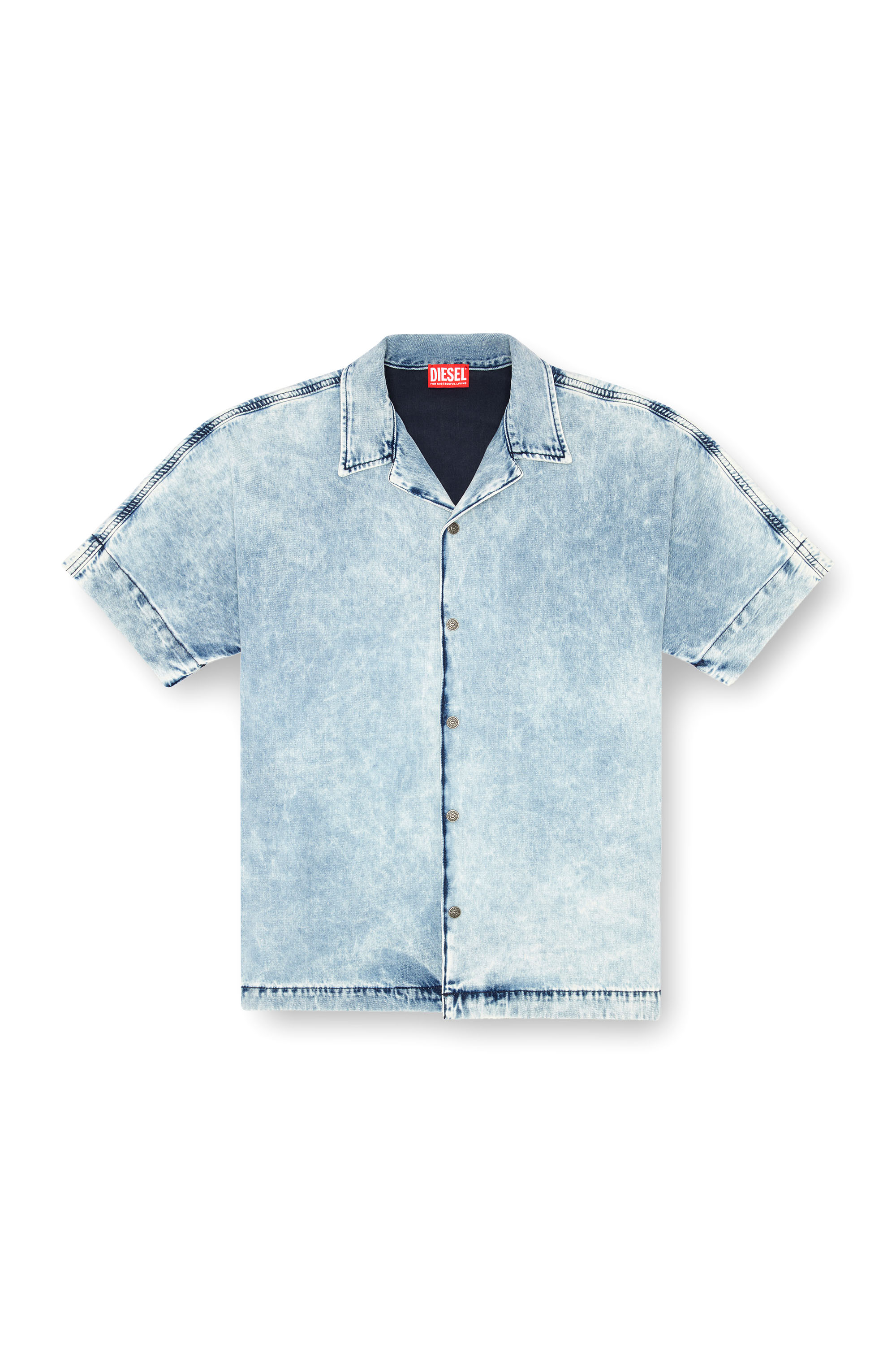 Diesel - D-NABIL-S, Man Denim bowling shirt with Oval D in Blue - Image 5