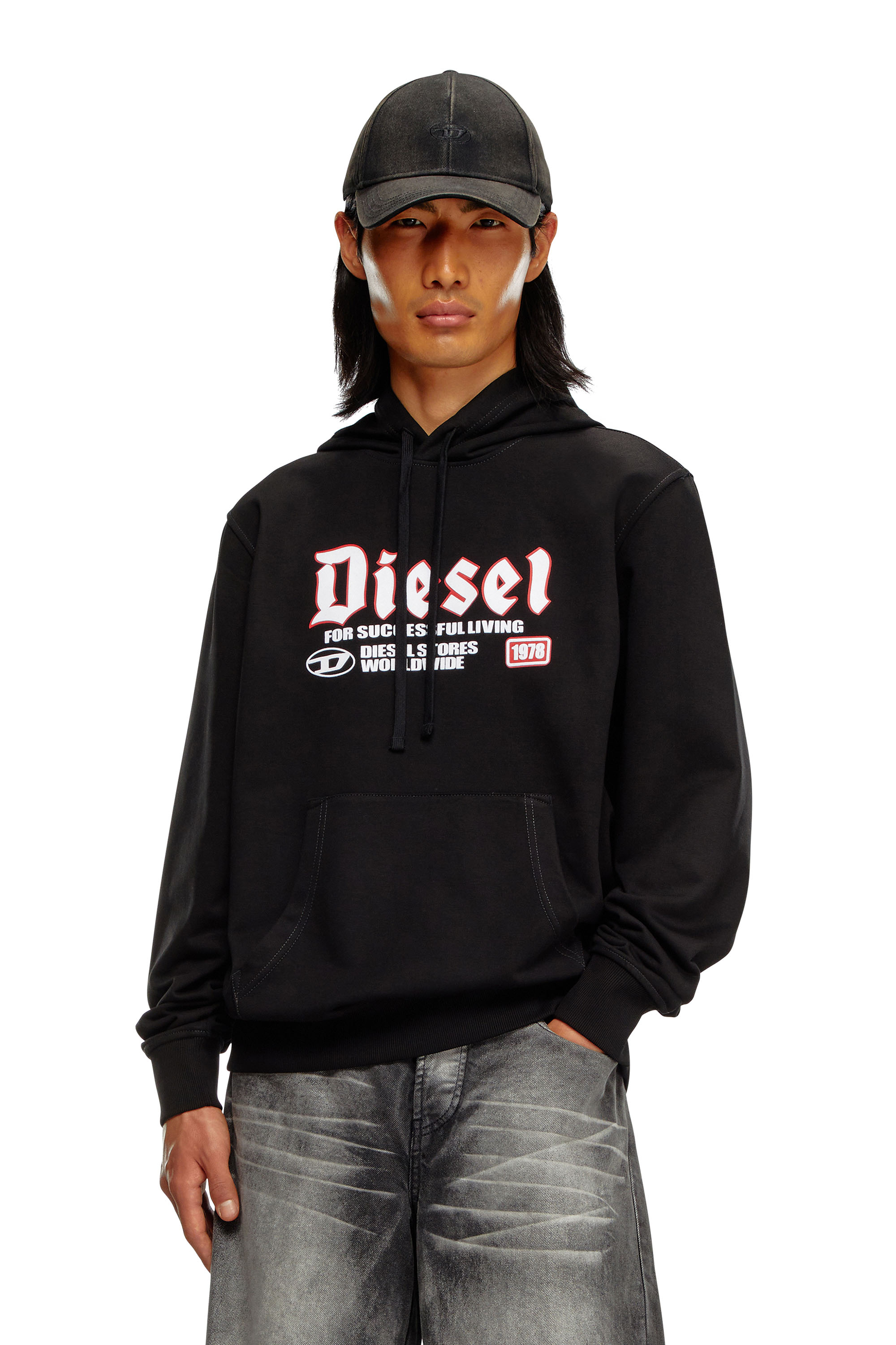 お気にいる with Hoodie Men's flocked Diesel | Black | logo メンズウェア