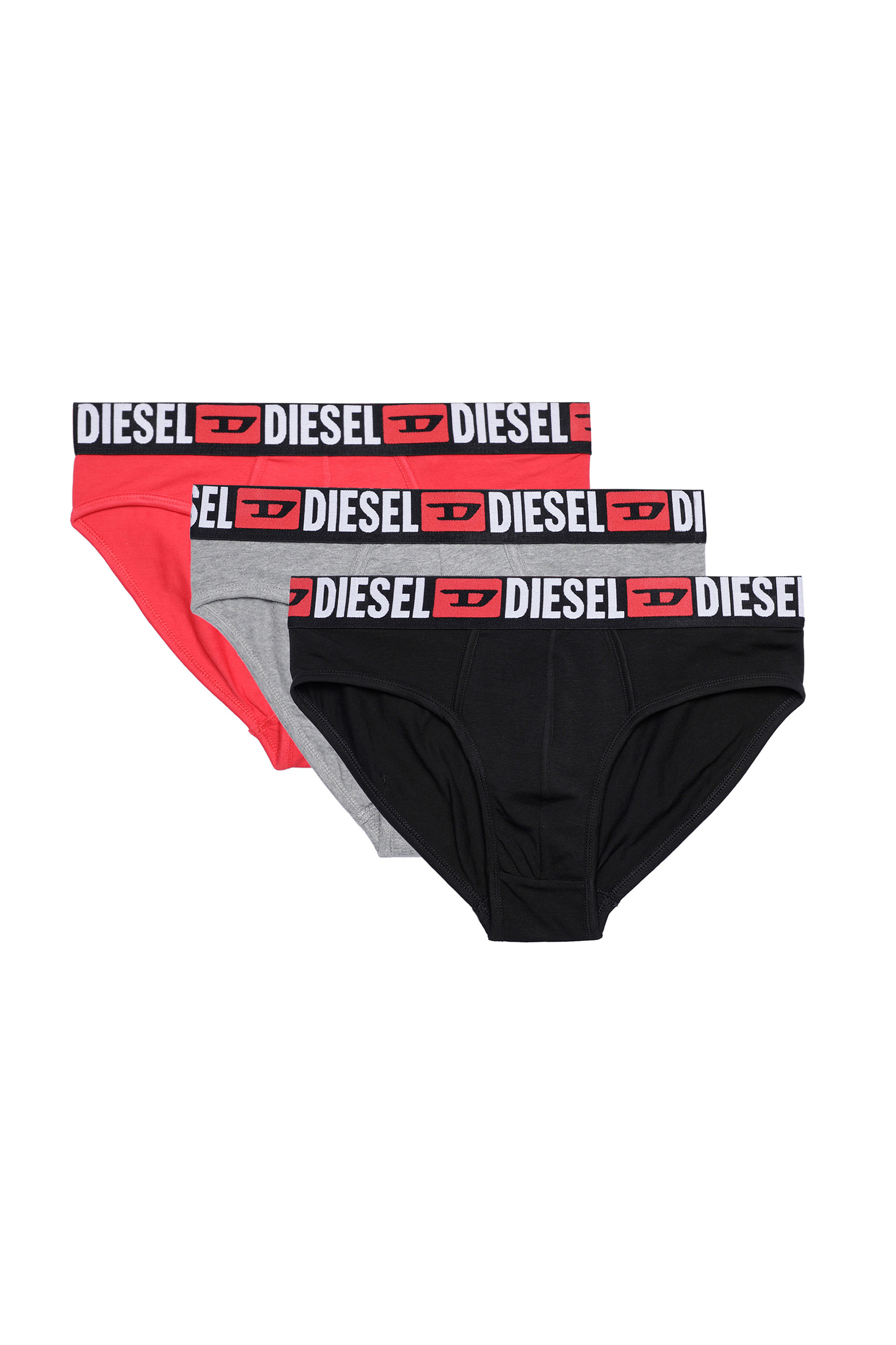 Diesel - UMBR-ANDRETHREEPACK, Man's Three-pack of solid-colour briefs in Black/Grey - 1