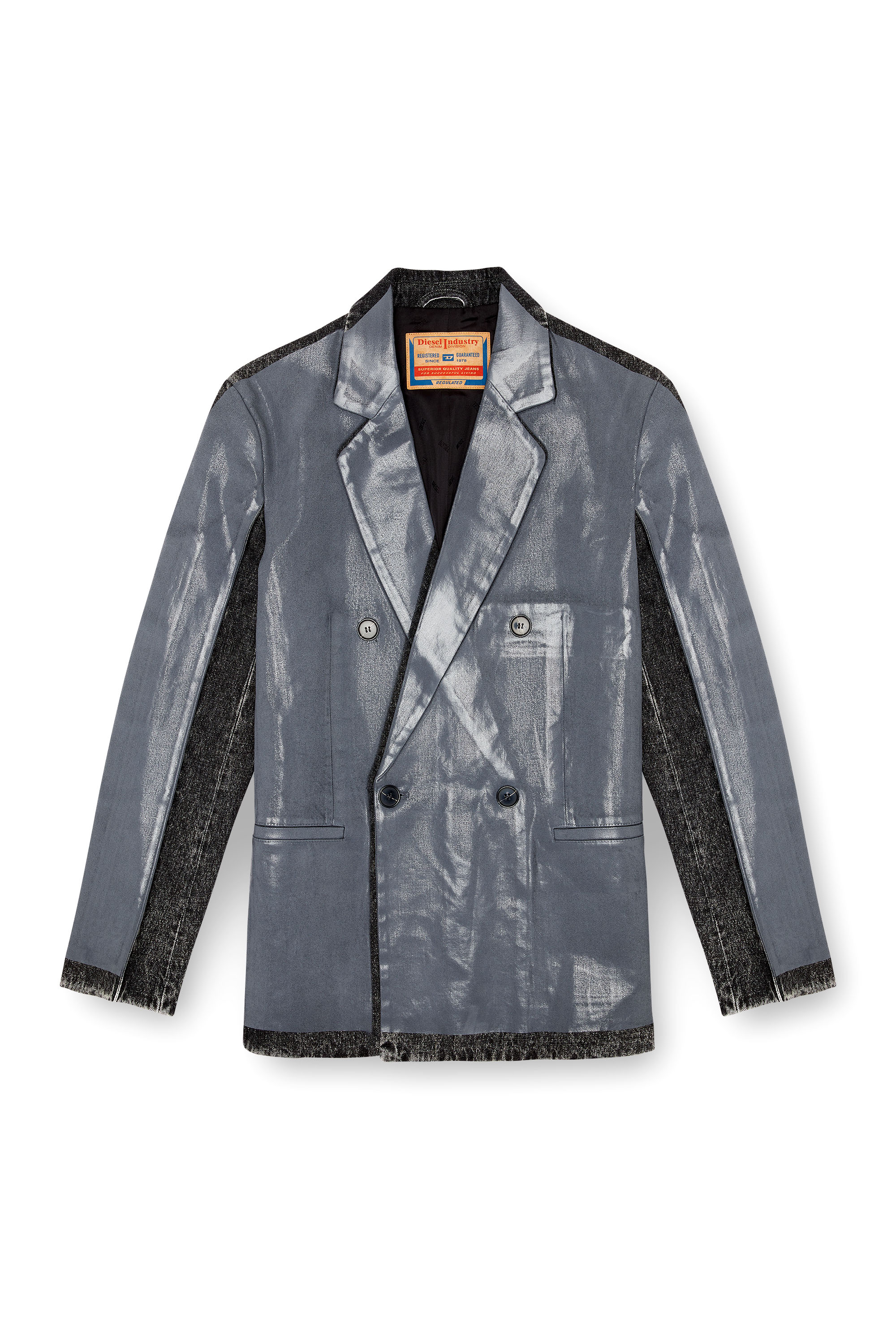 Diesel - D-KOT-FSF, Blazer de denim con recubrimiento parcial Hombre in Gris - 6