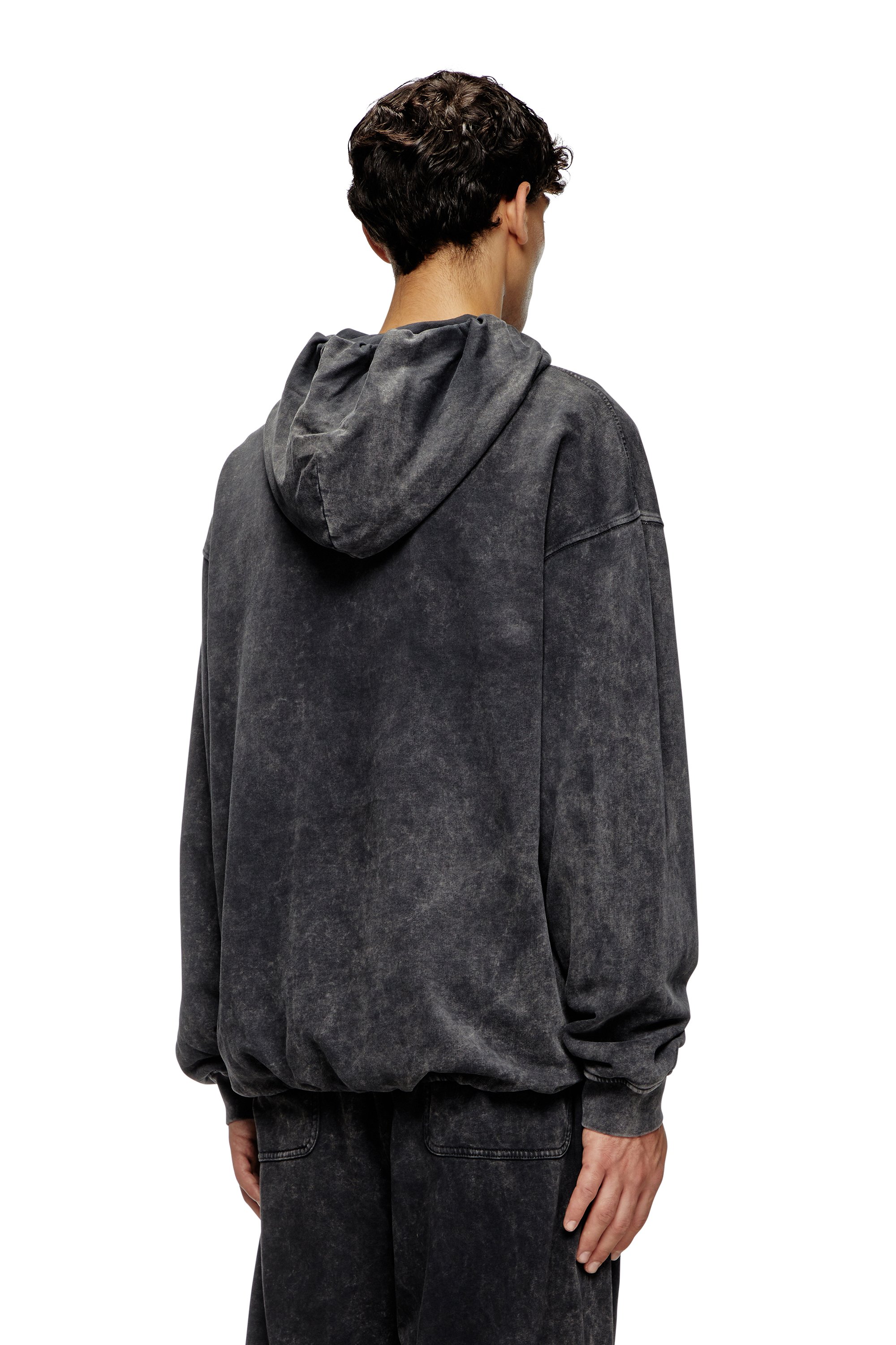 Diesel - S-BOXSTIC-HOOD, Sudadera con capucha lavada al ácido con fruncidos Unisex in Gris - 5