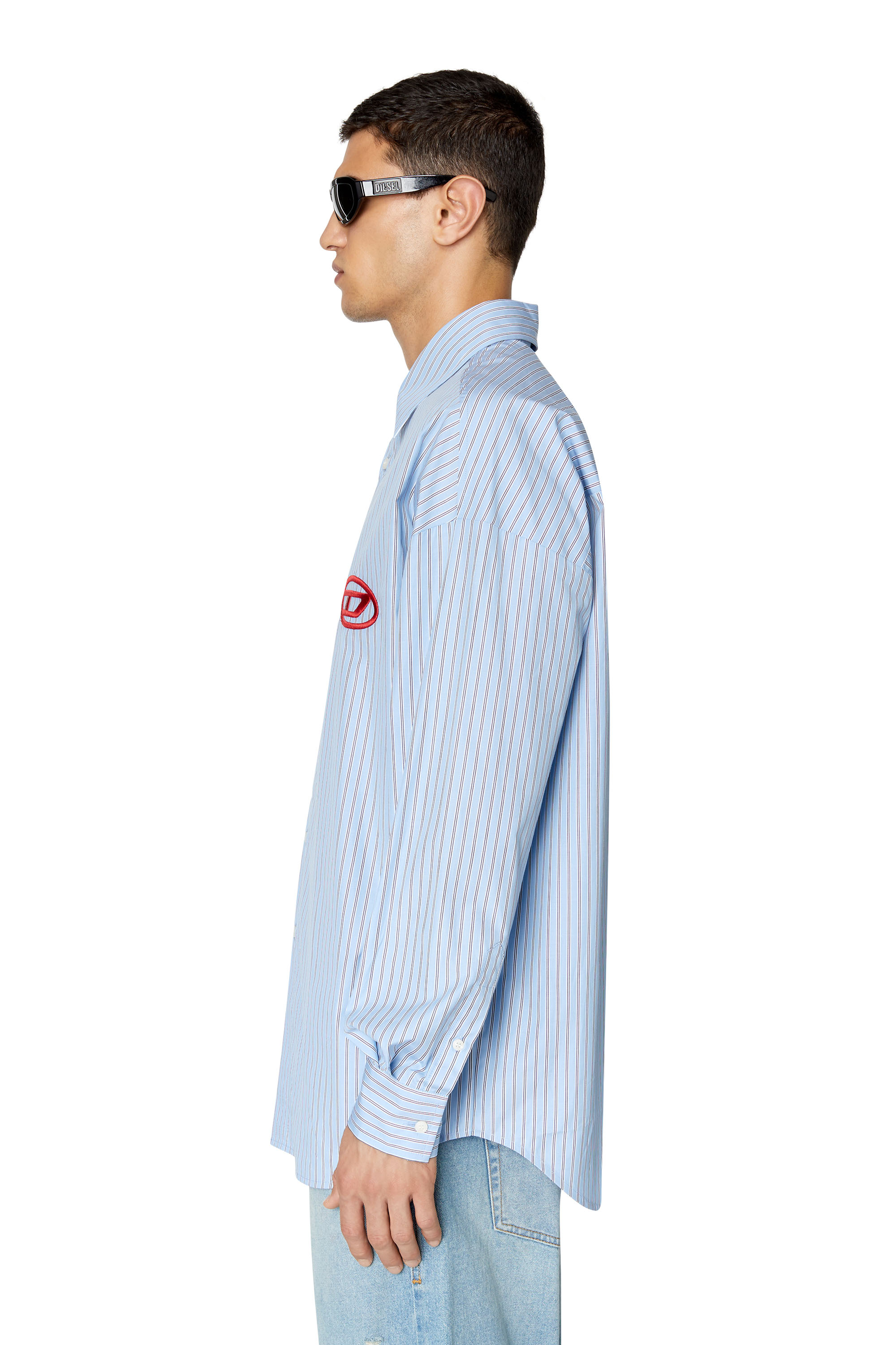 S-DOUBLY-STRIPE-NW Man: Striped shirt with logo embroidery