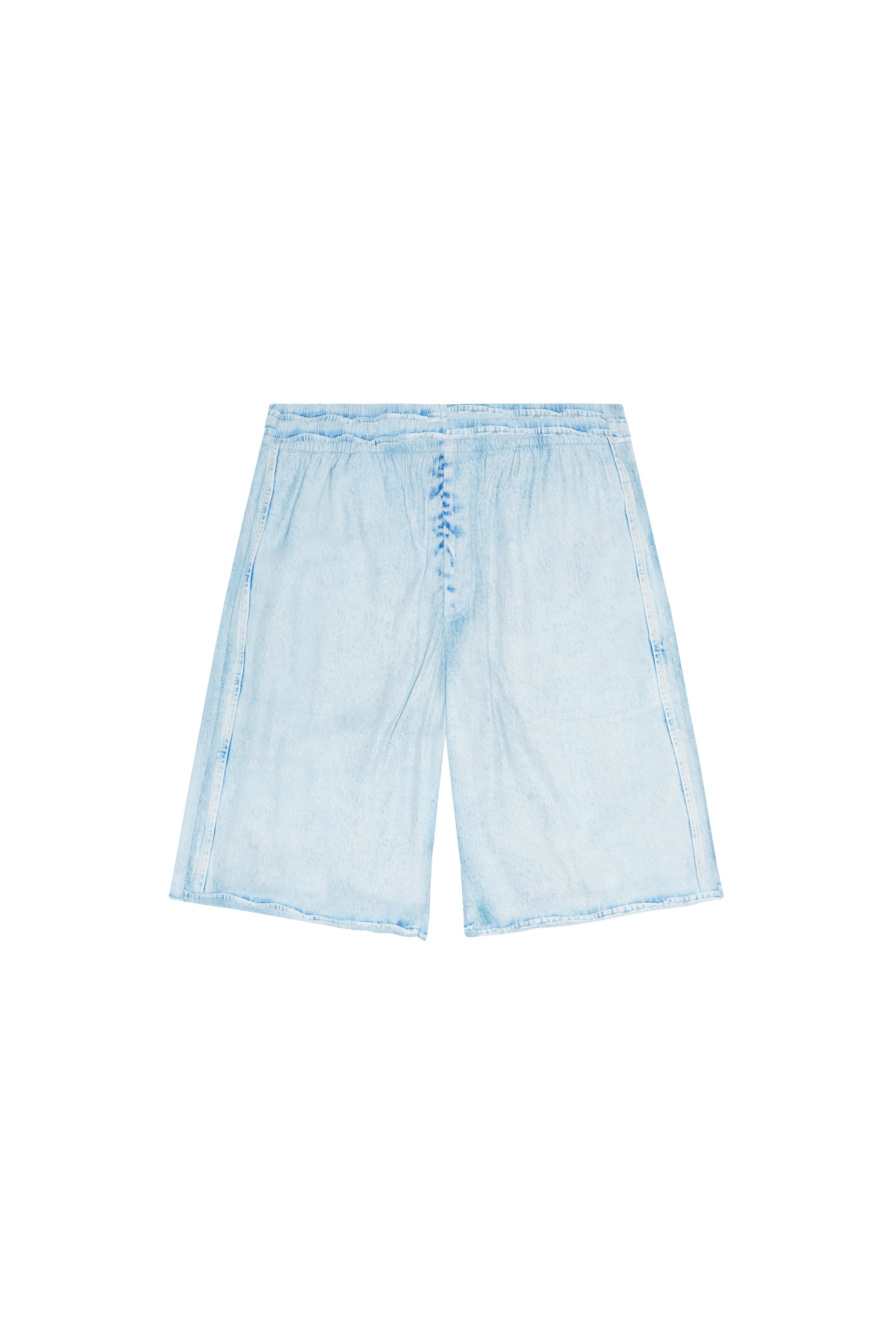 Diesel - P-FERG-DNM, Man's Shorts with trompe l'oeil print in Light Blue - 5