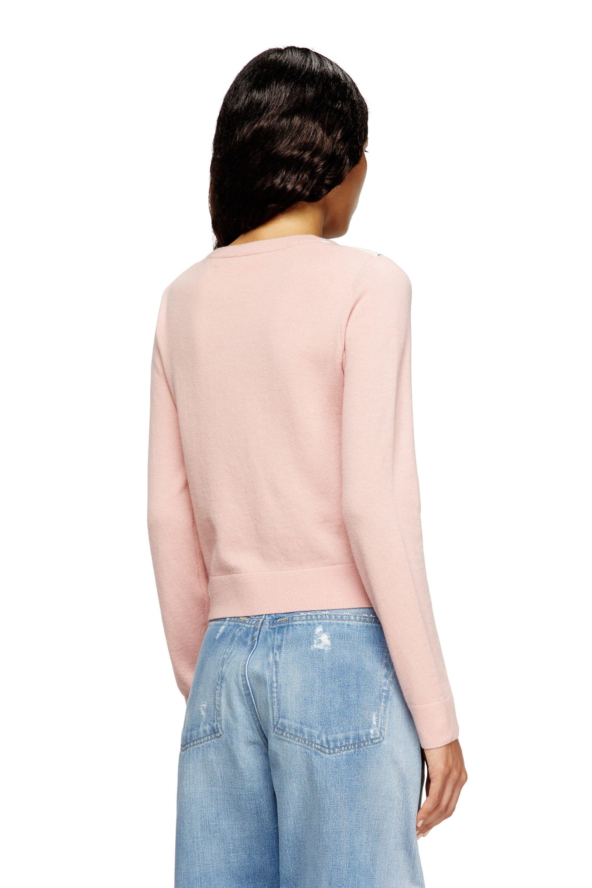Diesel - M-ROMKO-LS, Woman's Cut-out jumper in argyle wool in Pink - 3