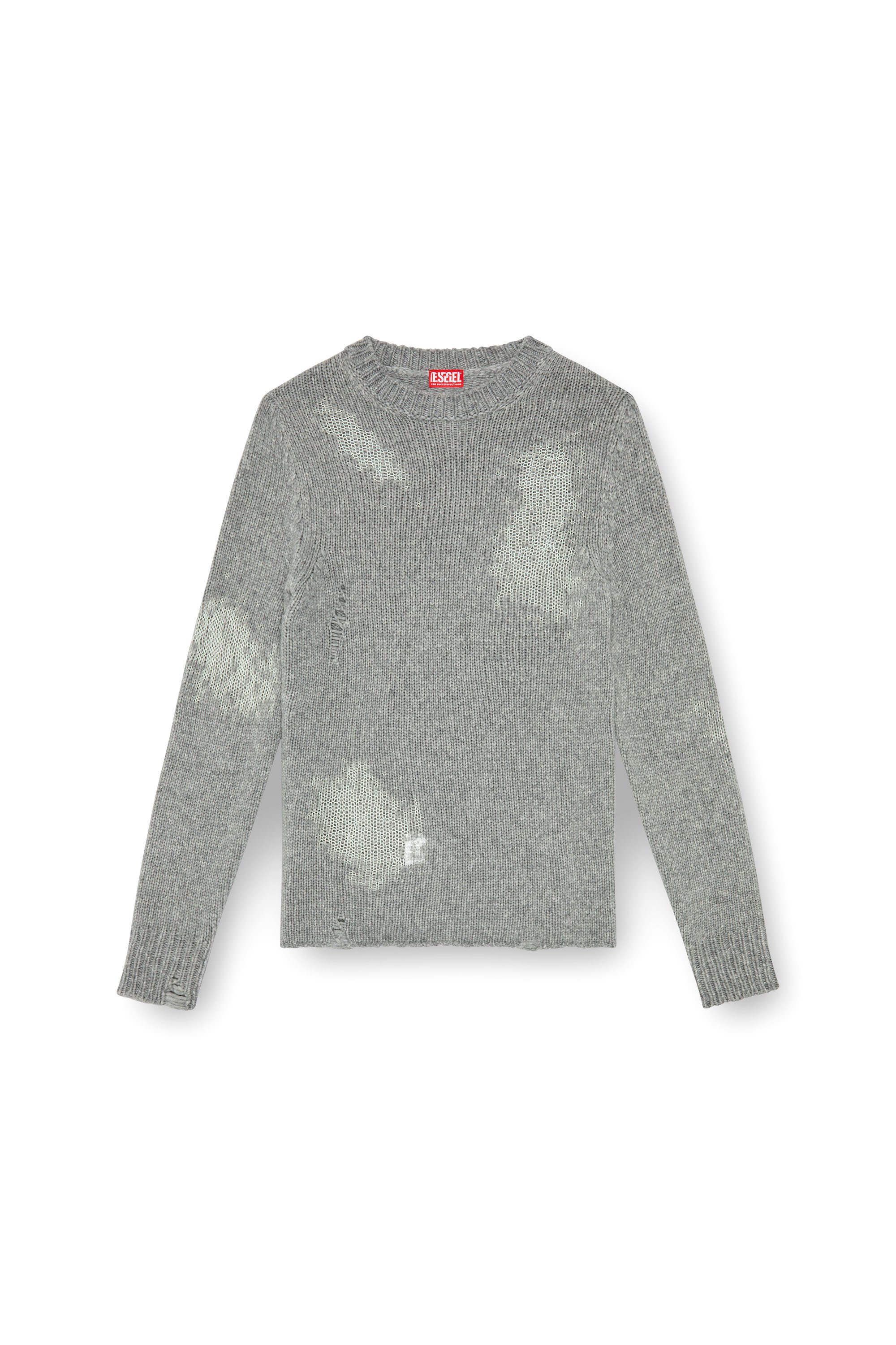 Diesel - K-NORMAN, Man's Distressed jumper in wool blend in Grey - 5