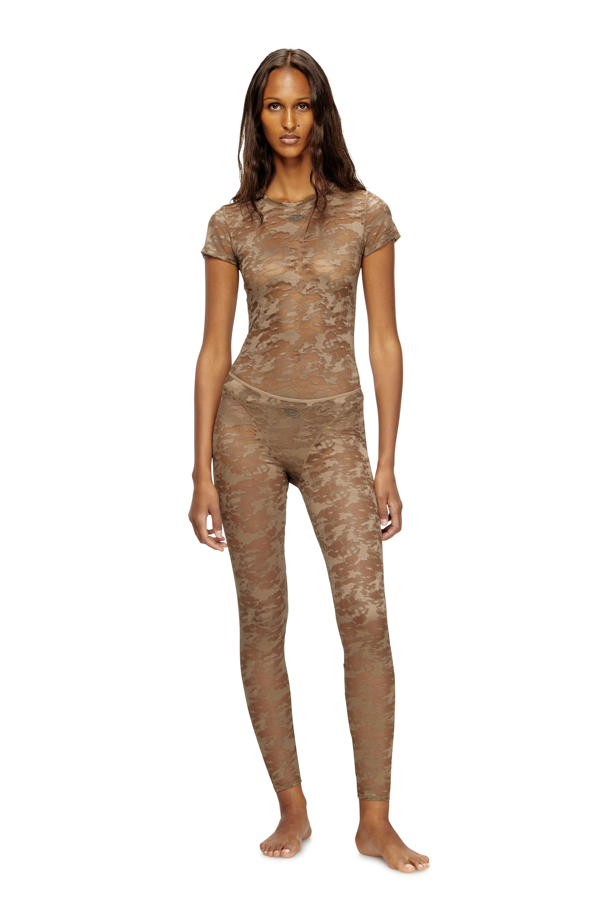 Diesel - KASIA-UTLT, Camiseta de encaje camuflado Mujer in Marrón - 2