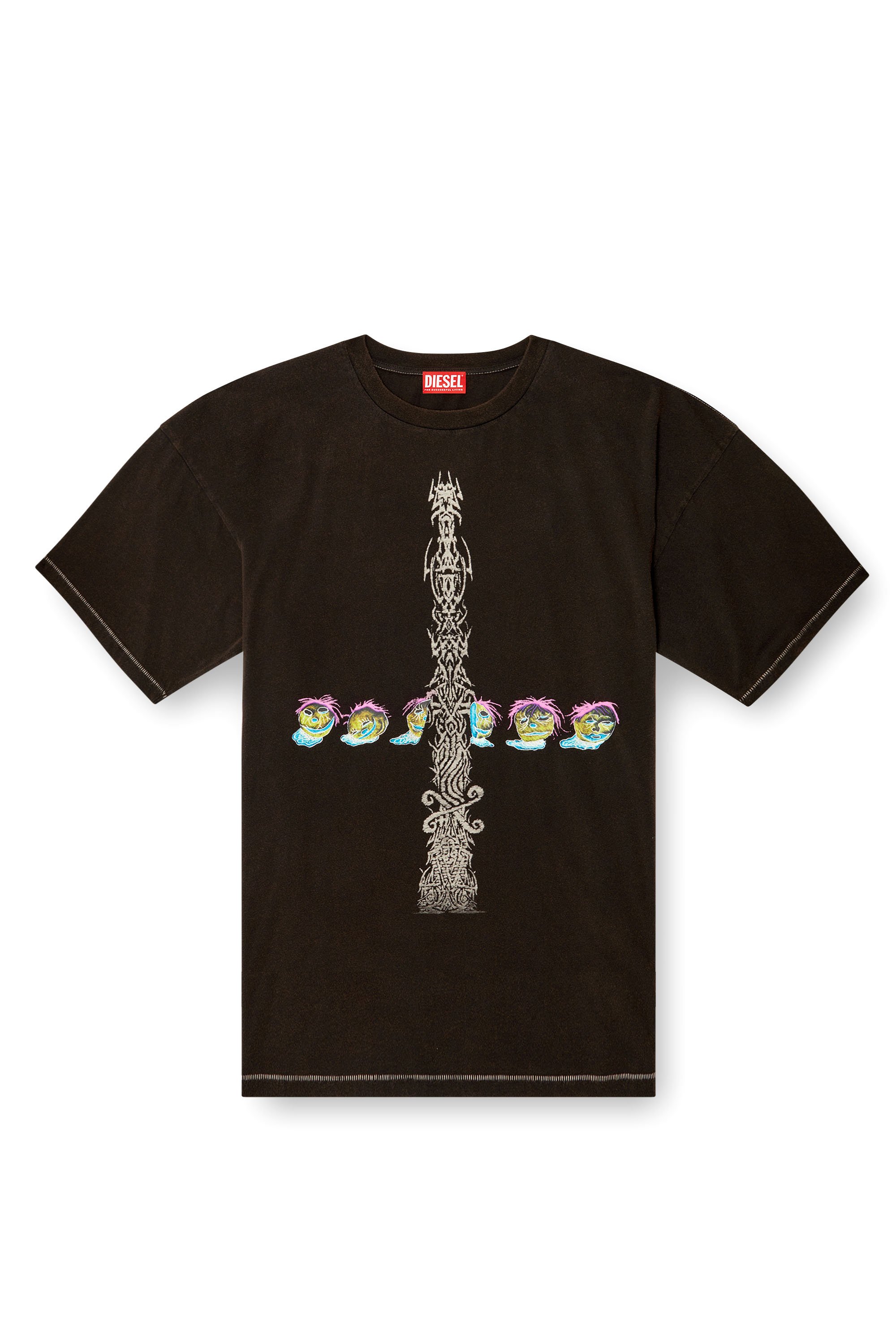 Diesel - T-BOXT-R4, Man's Acid-wash T-shirt with printed graphics in Black - 4