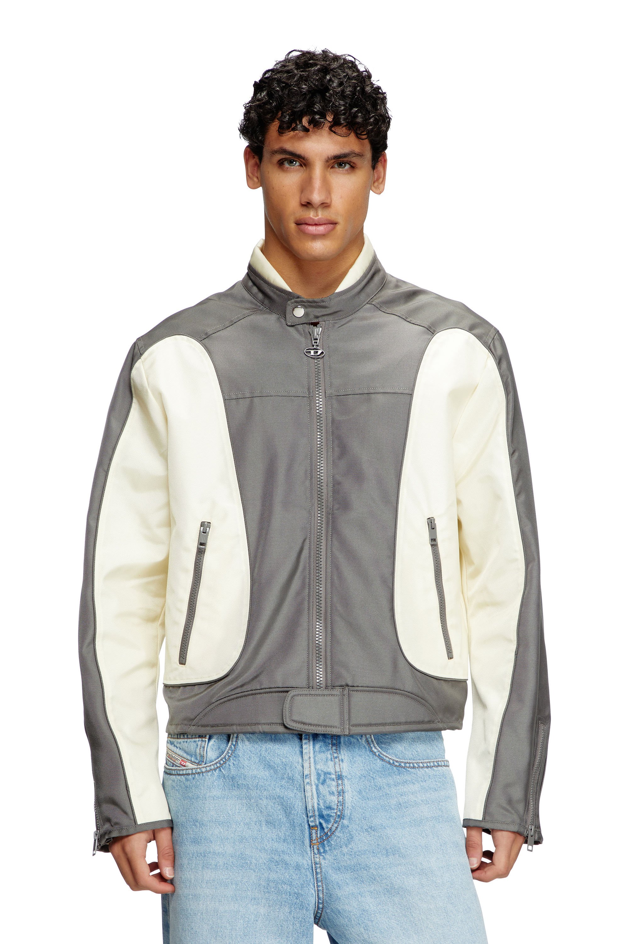 Diesel - J-BLINK-A, Chaqueta biker con bloques de color y ribetes Hombre in Multicolor - 1