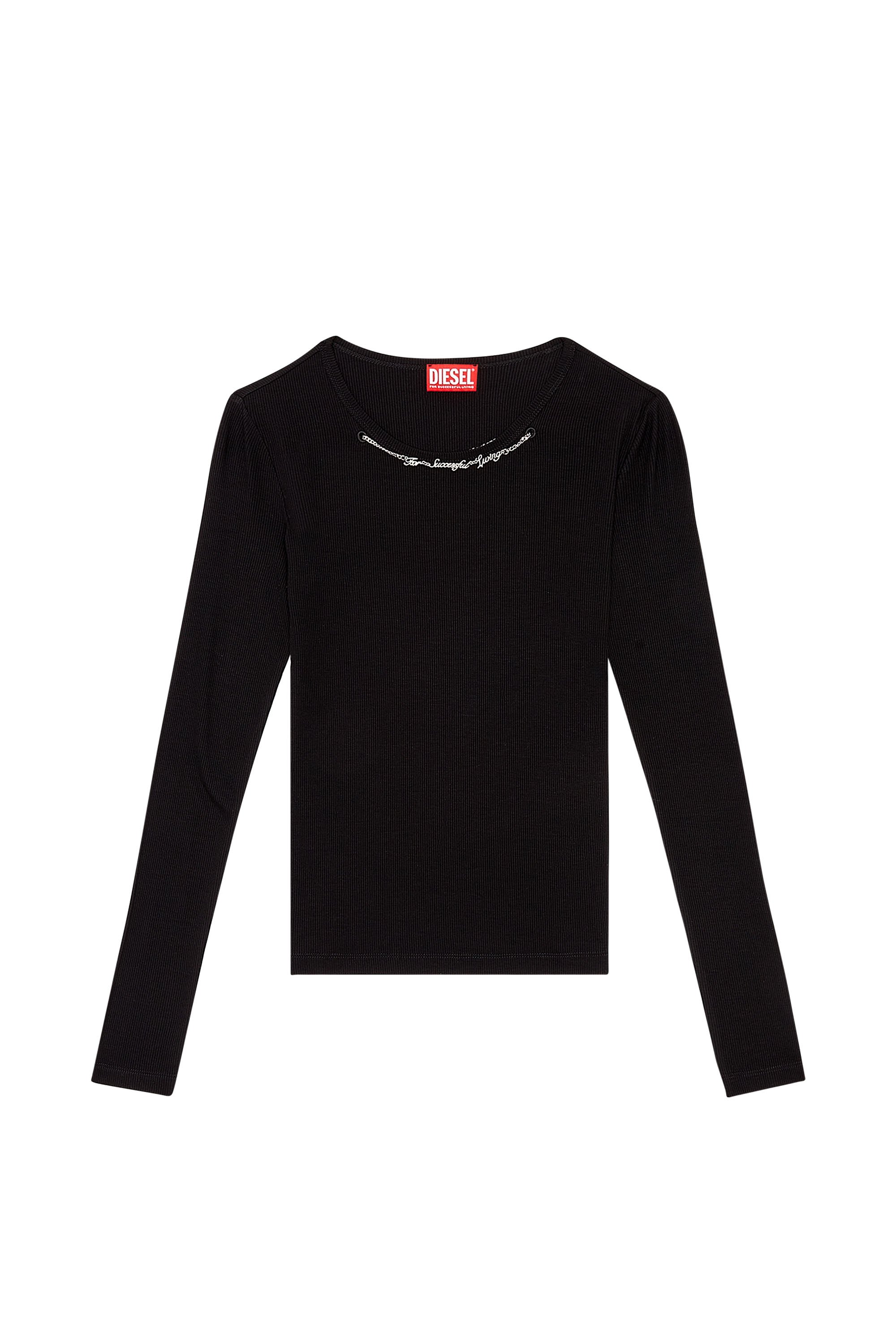 Diesel - T-MATIC-LS, Woman Long-sleeve top with chain necklace in Black - Image 5
