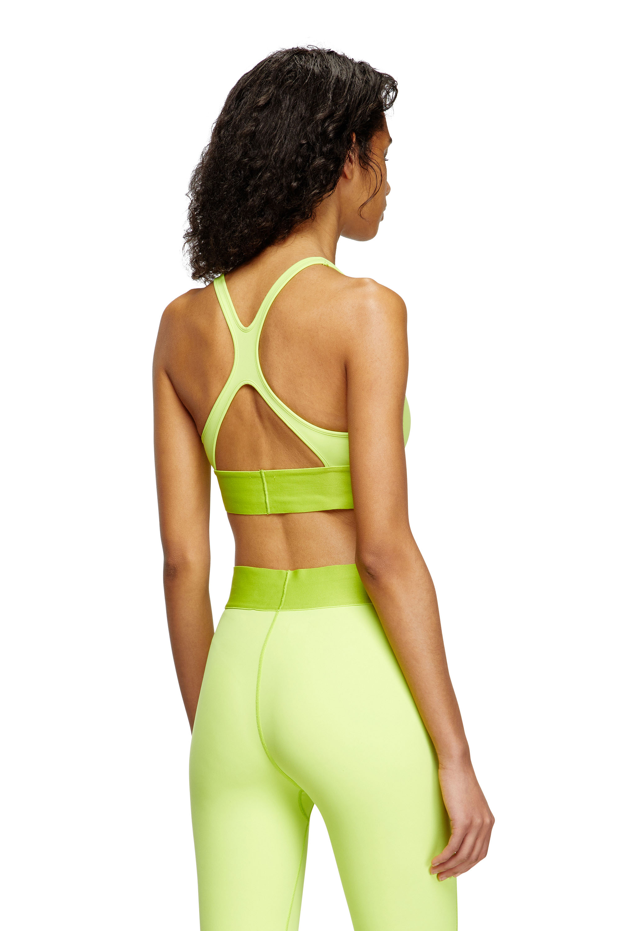 Diesel - ALLISON-D-POP, Woman's Microfibre sports bra with cut-off logo in Green Fluo - 3