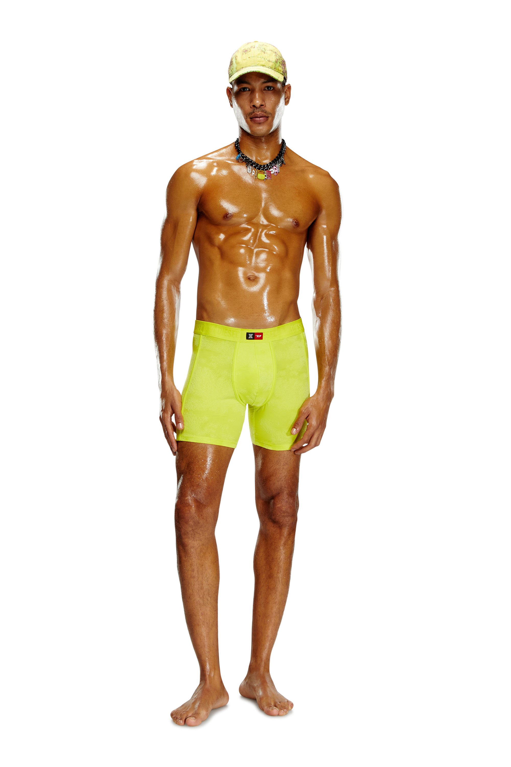 Diesel - FLOCKED-BOXER-BRIEFS, Bóxers ajustados de microfibra en relieve Hombre in Verde - 2