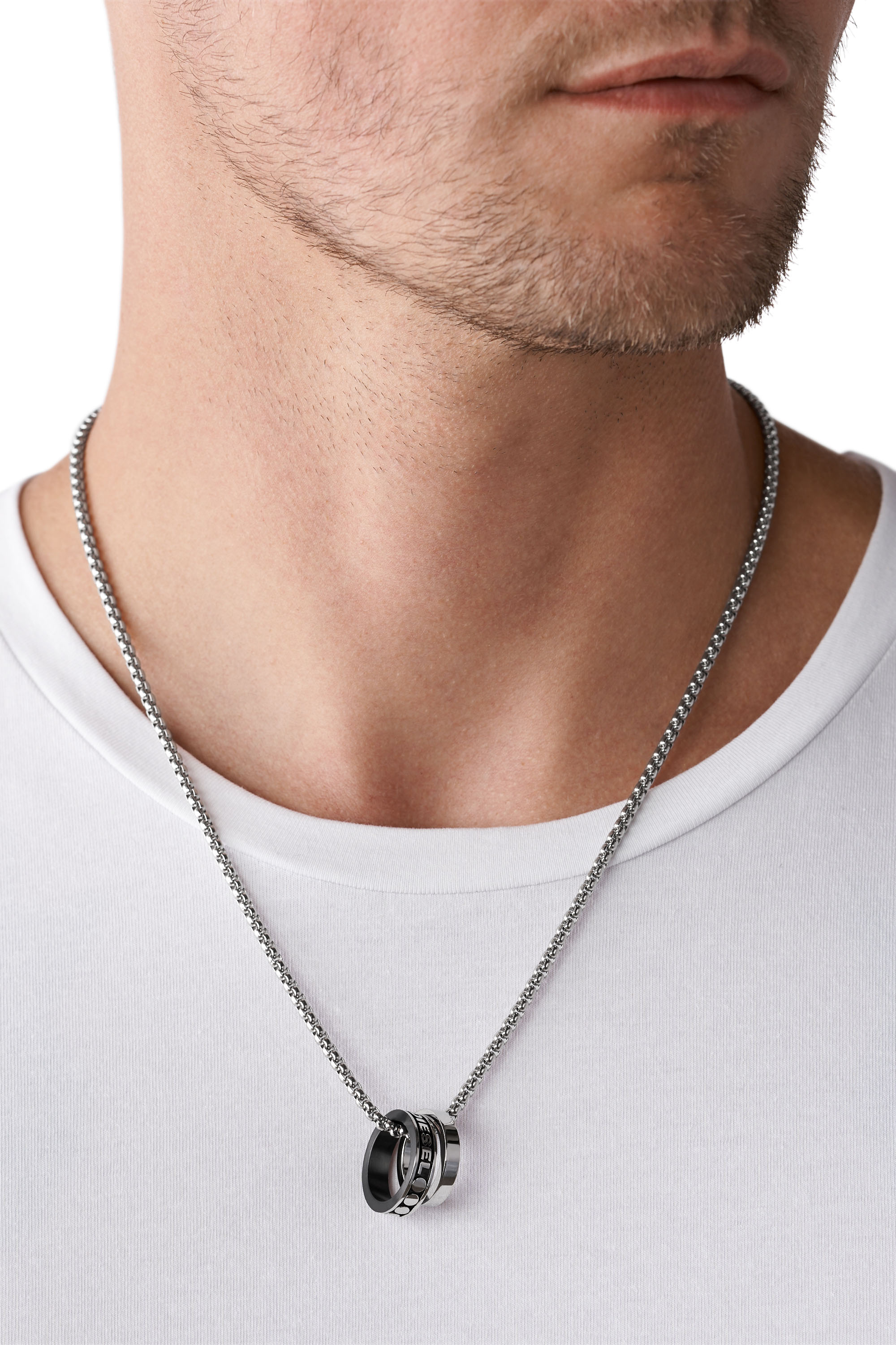 DX1168 Man: Stainless Steel Double Pendant Necklace | Diesel