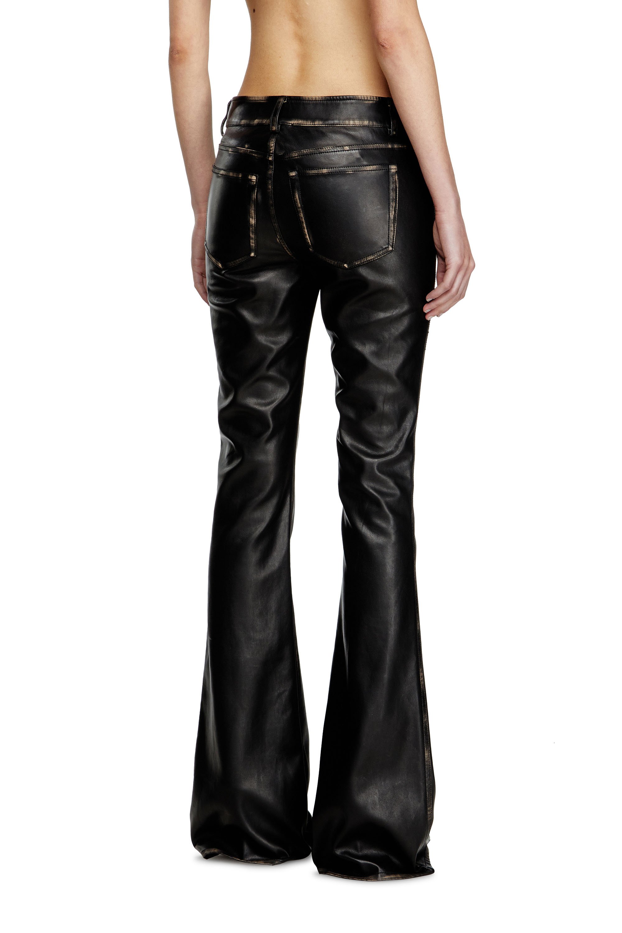 Diesel - P-STELLAR-Q1, Woman's Faux leather five pocket pants in Black - 3