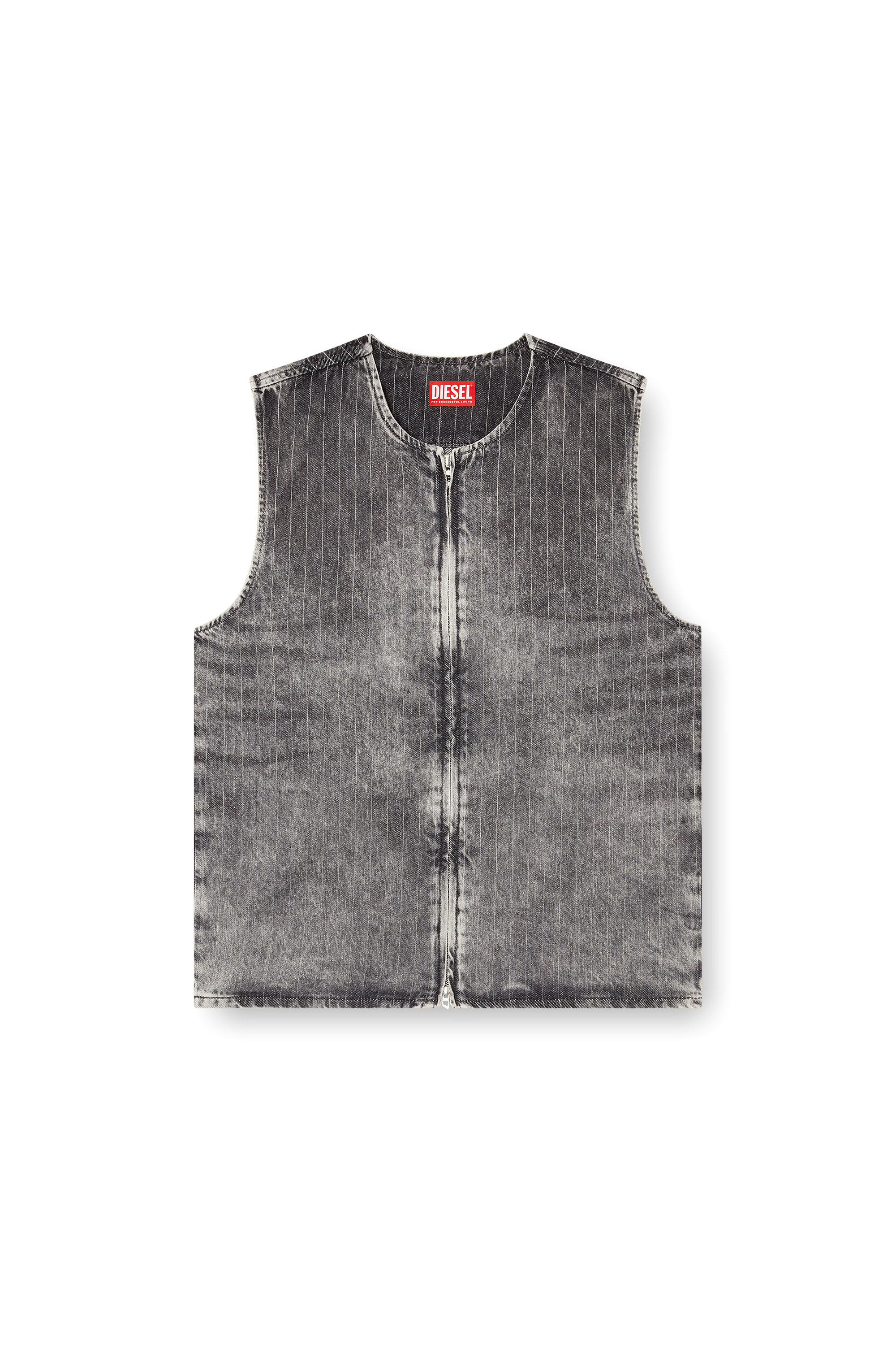 Diesel - D-SUND-S, Unisex's Vest in tailoring pinstripe denim in Grey - 7