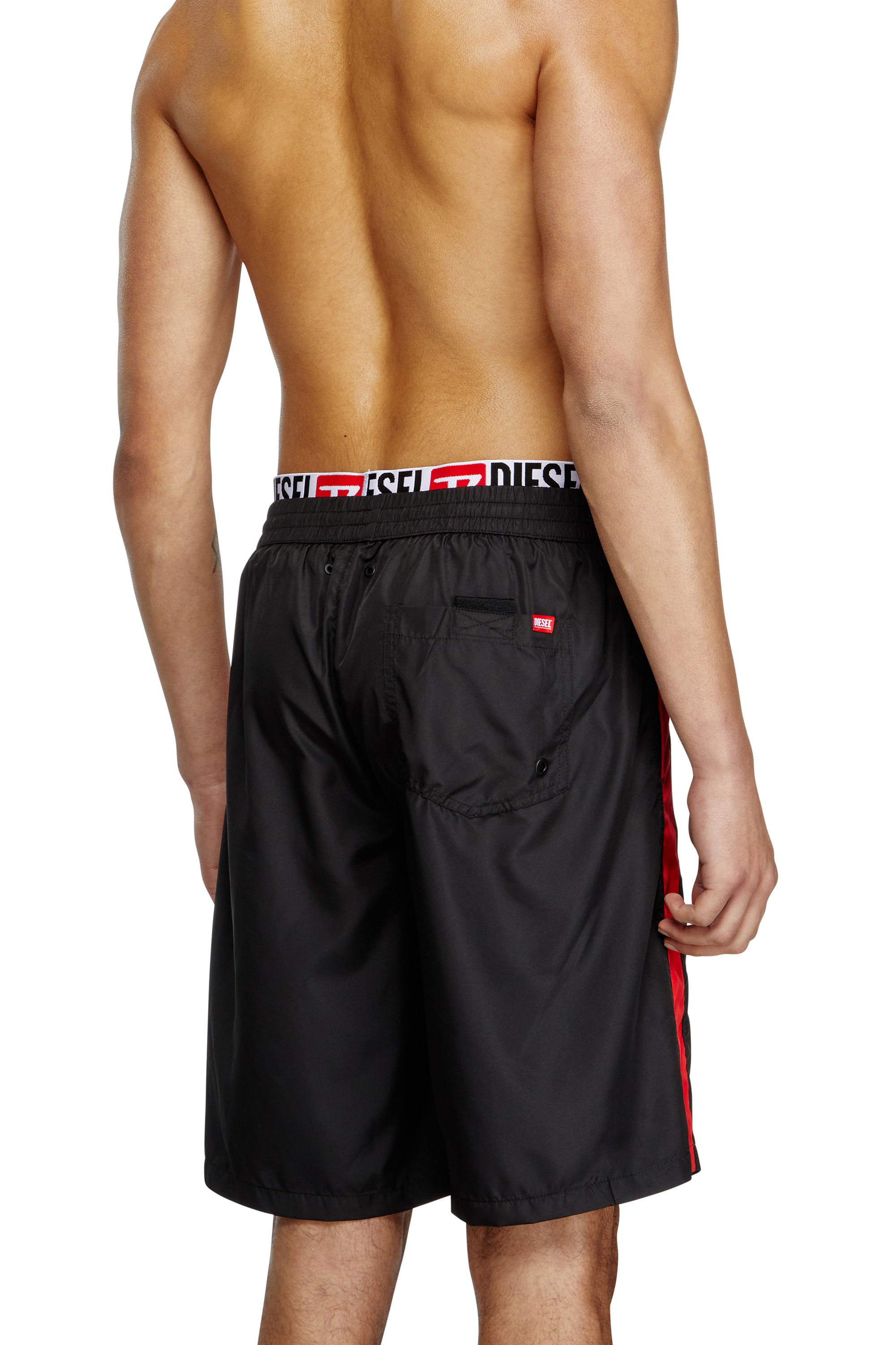 Diesel - DIEGO-53-D-CORE, Man's Board shorts with hybrid waist in Black/Red - 3