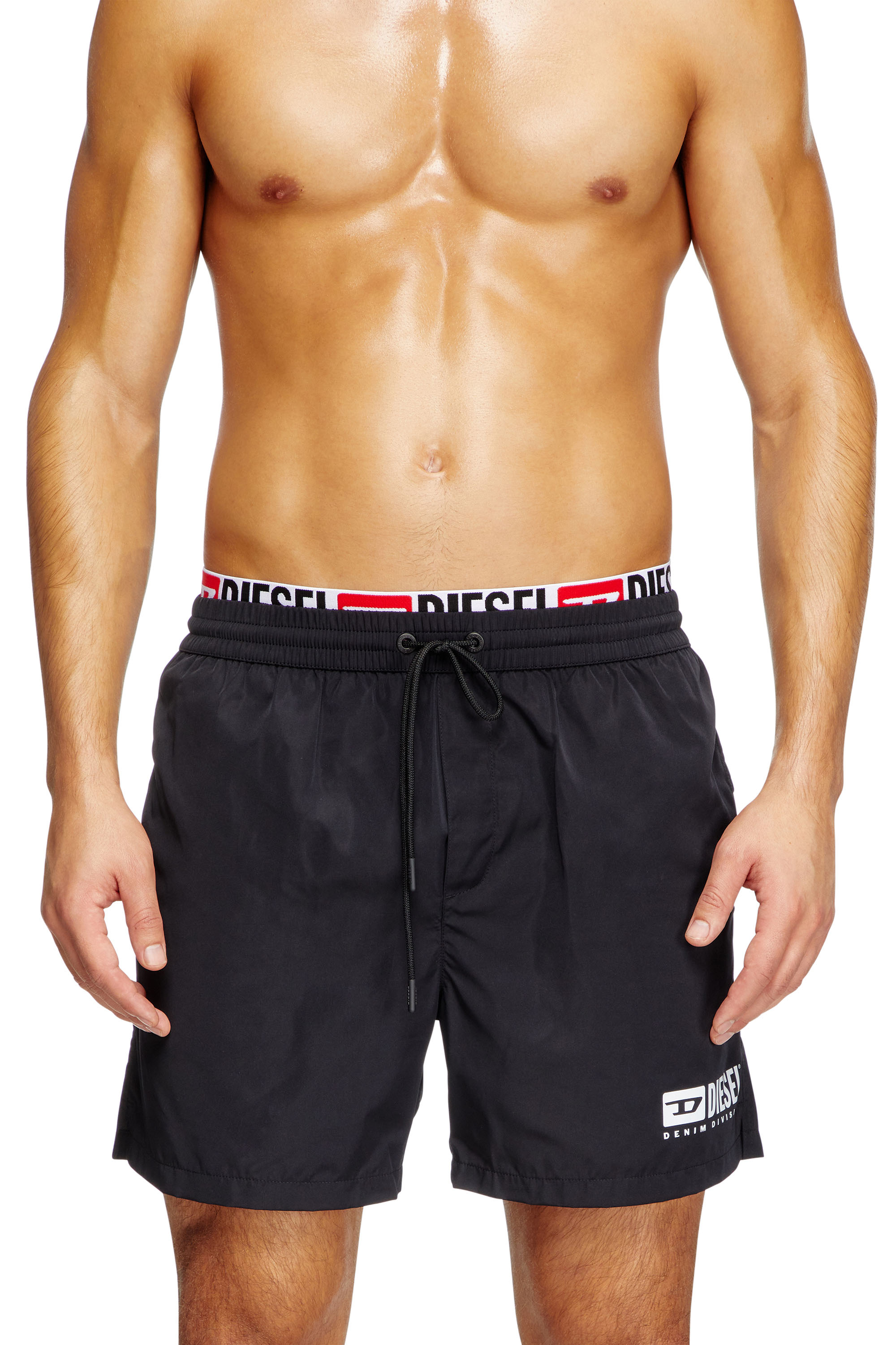 Diesel - VISPER-41-D-CORE, Man's Mid-length swim shorts with logo print in Black - 2