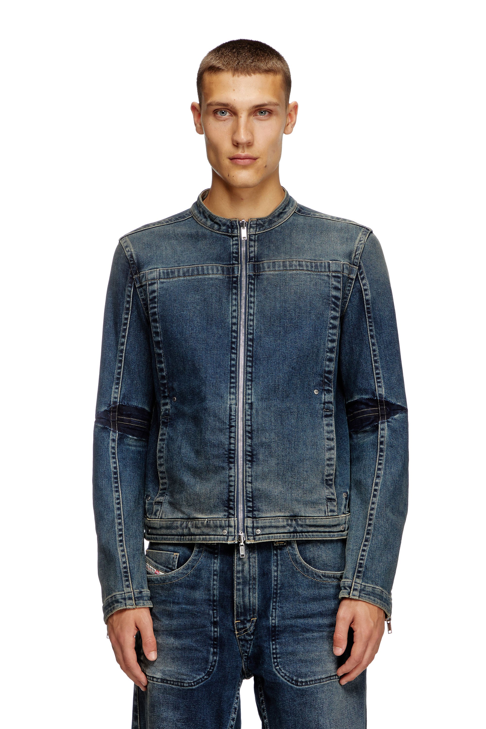 Diesel - D-GLORY-RE, Chaqueta motera de Rehab denim Hombre in Azul marino - 4