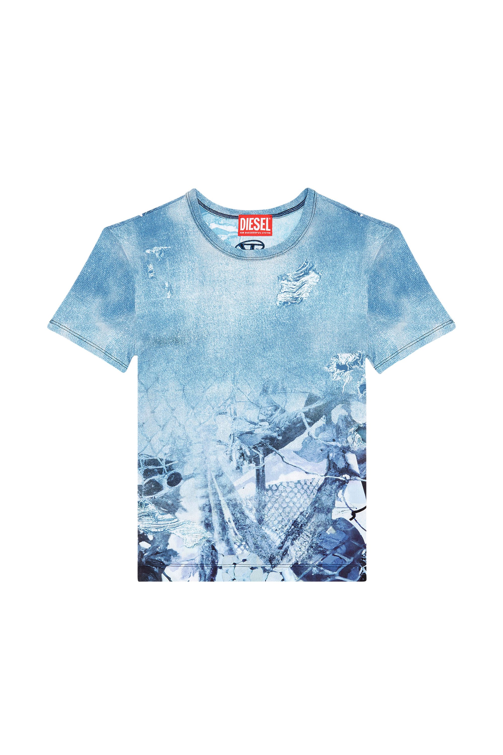 Diesel - T-UNCSKI, Woman Cropped T-shirt with abstract print in Blue - Image 5