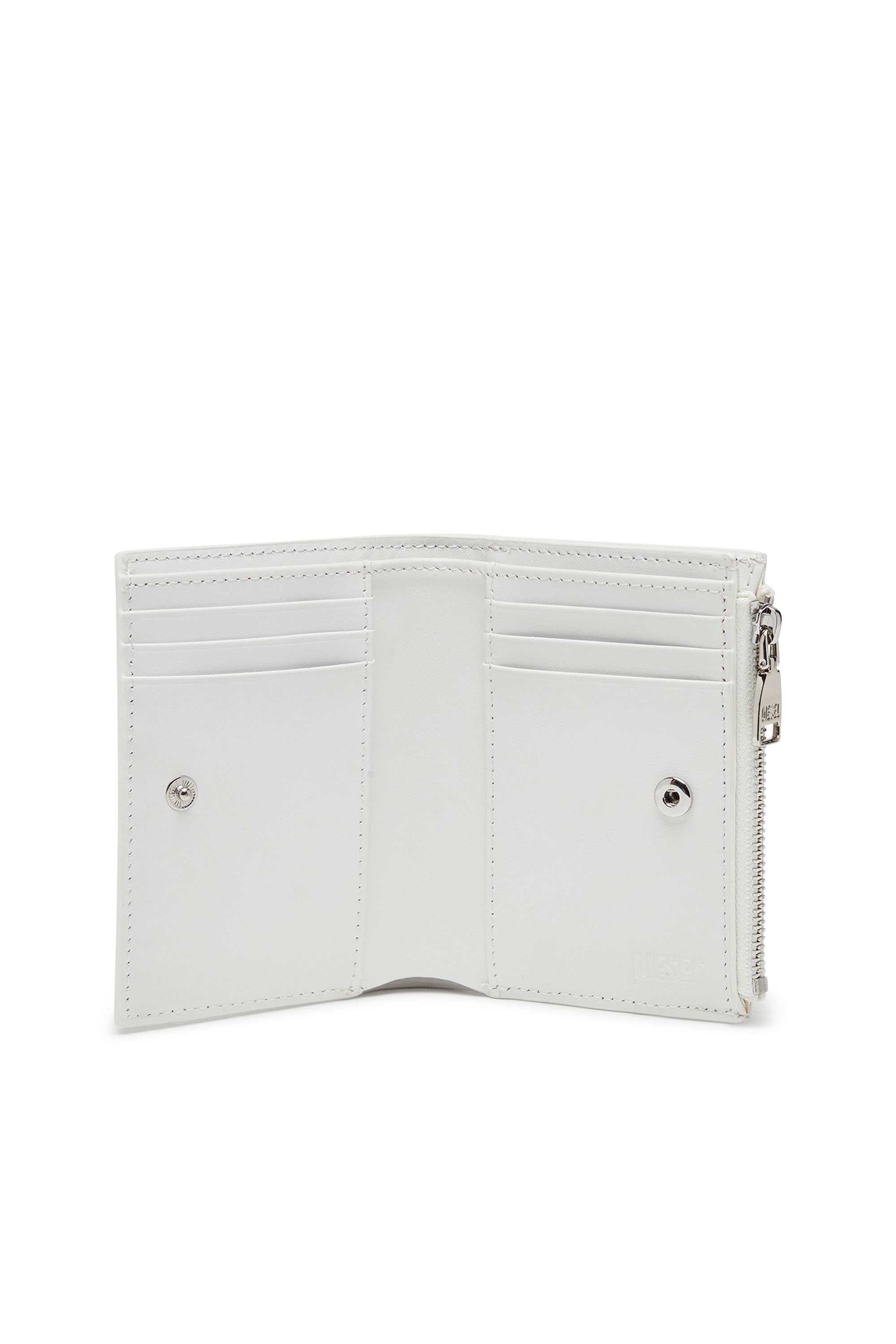 Diesel - PLAY BI-FOLD ZIP II, Woman Small wallet in glossy leather in White - Image 3