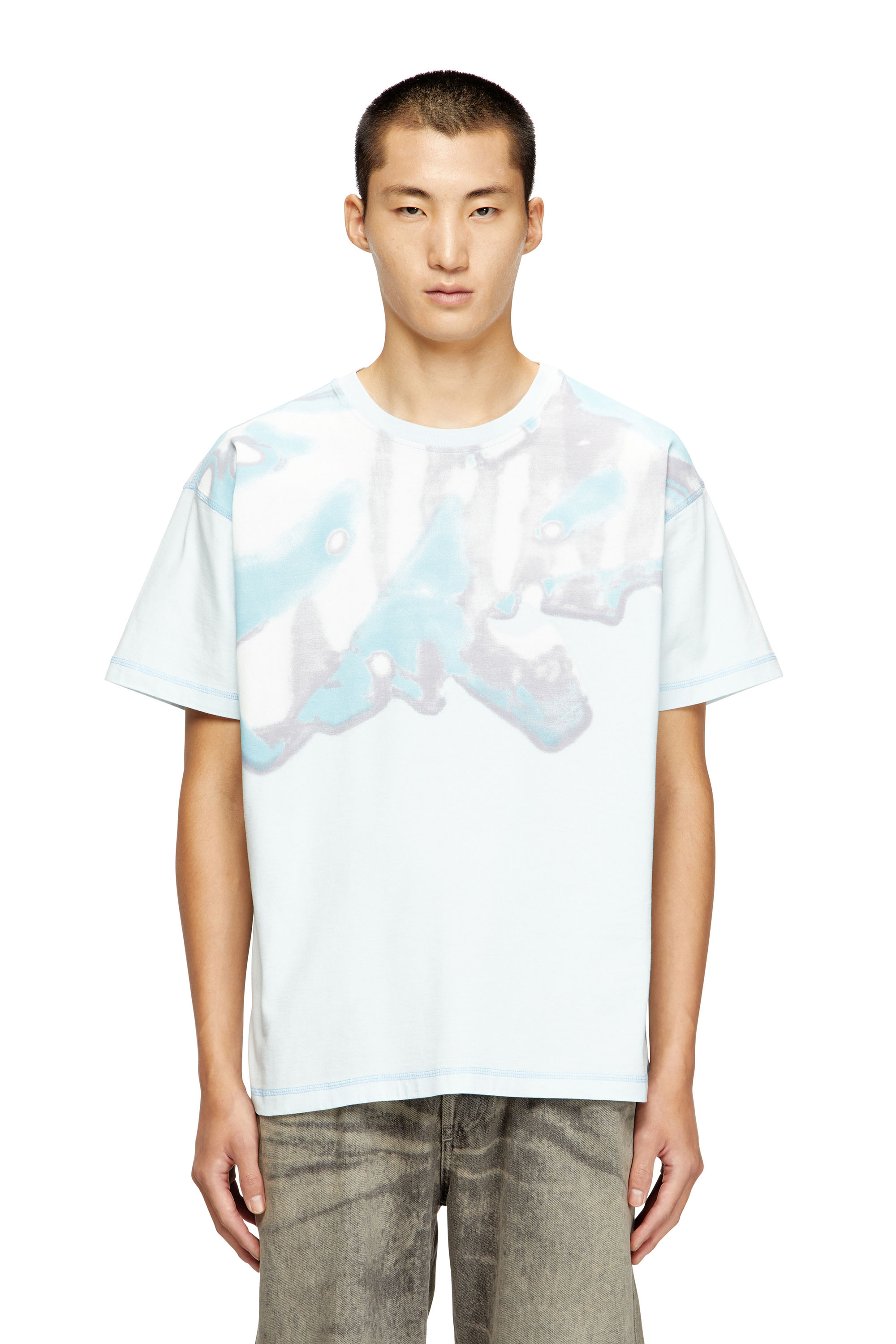 Diesel - T-GASPARD-IHBJ, Camiseta con estampado gráfico desteñido Hombre in Azul marino - 1