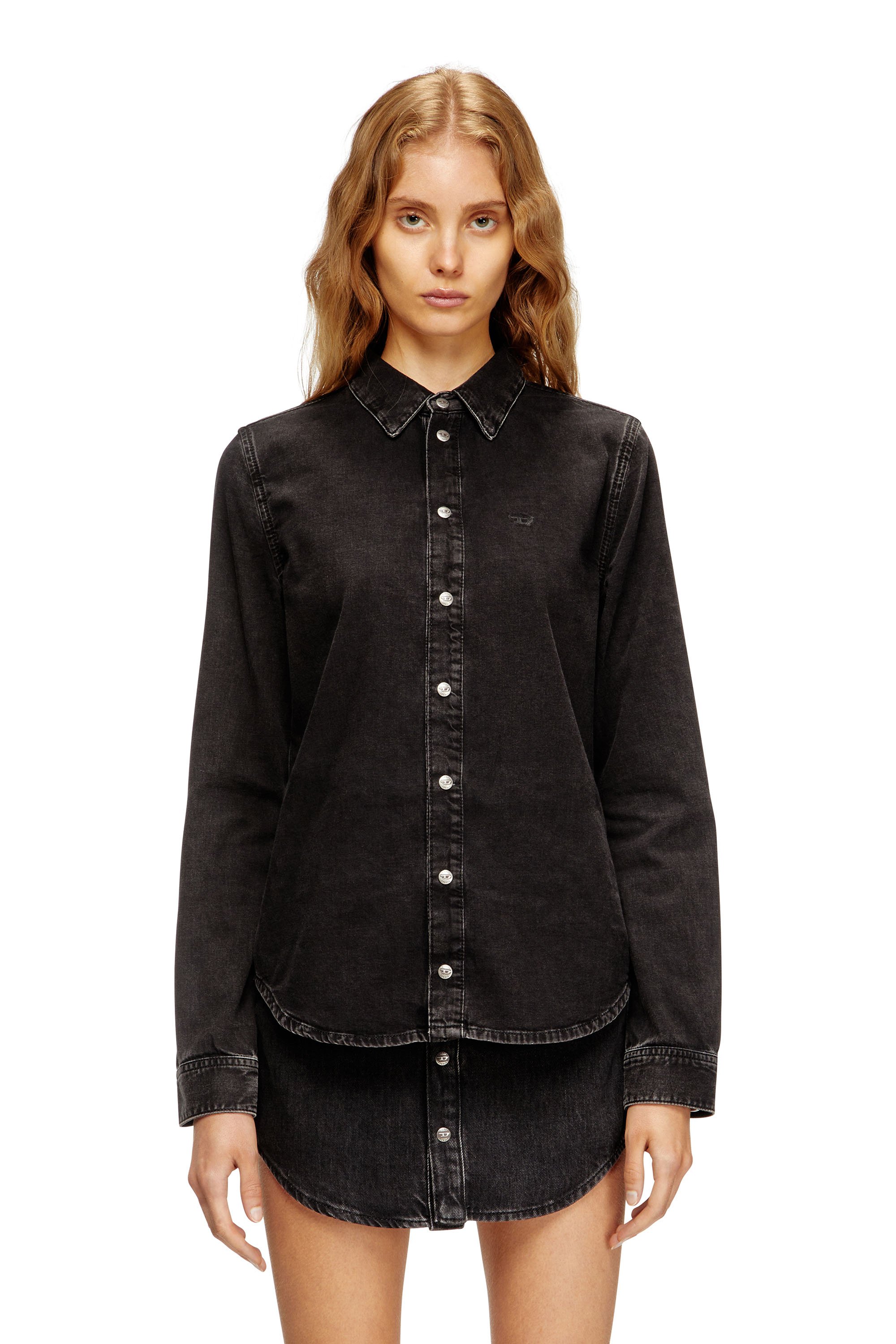 Diesel - DE-EAZY, Camisa de mezclilla con costuras contrastantes Mujer in ToBeDefined - 1