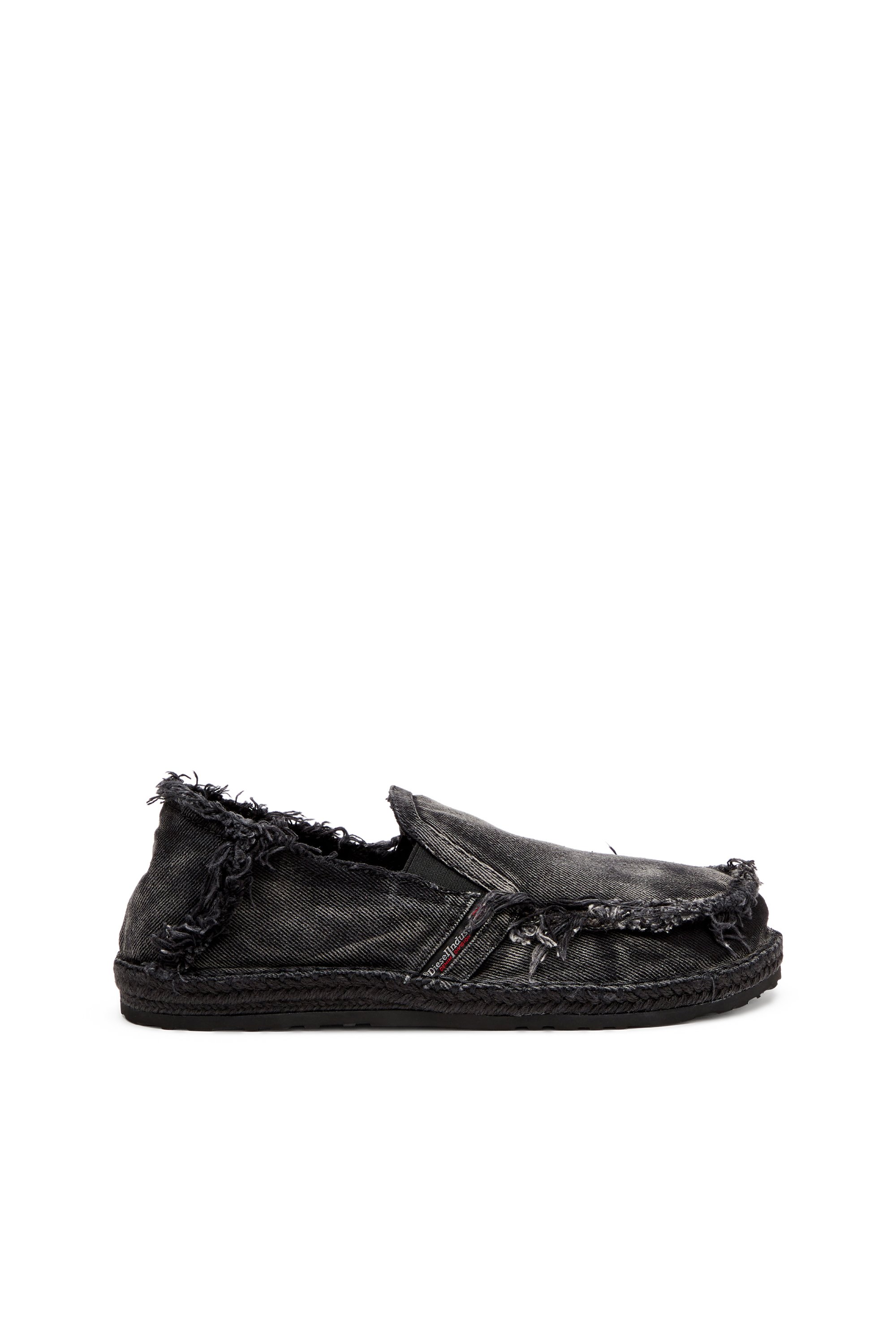 Diesel - D-LUKAS ESP, Mocasines de esparto en denim desgastado Hombre in Negro - 1