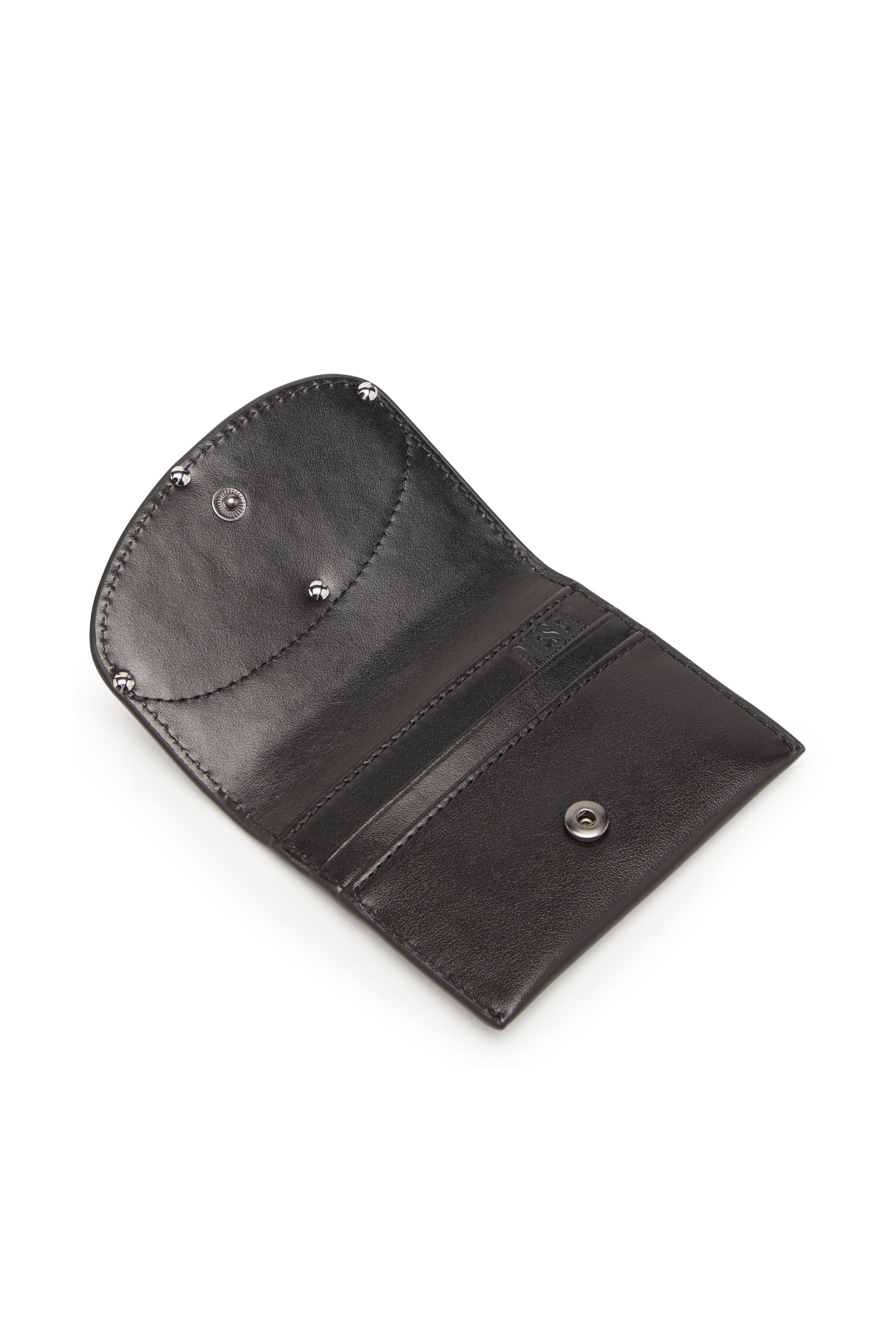 Diesel - HOLI-D CARD HOLDER S, Unisex Bi-fold card holder in smooth leather in Black - Image 4