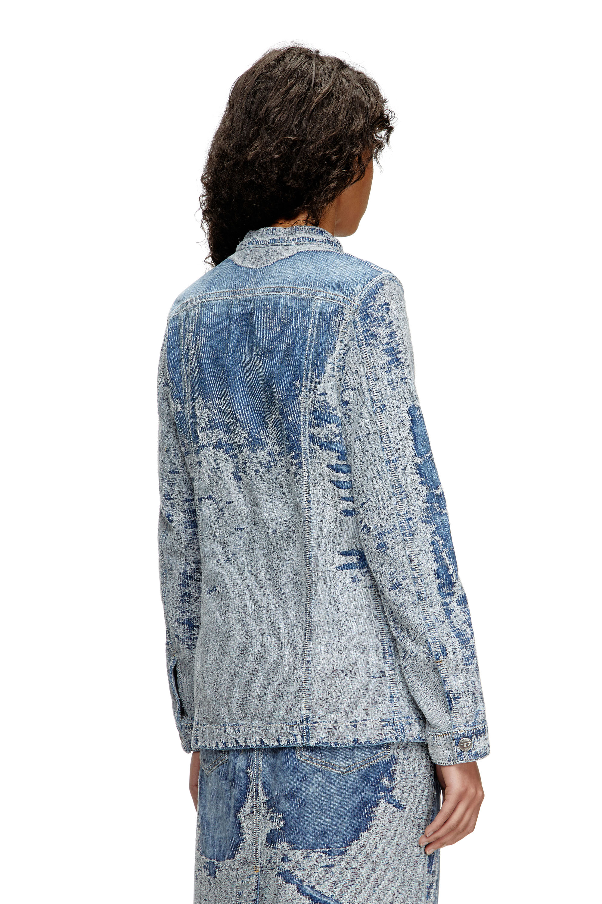 Diesel - DE-MOR-S1, Chaqueta de denim en jacquard desgastado Mujer in Azul marino - 3