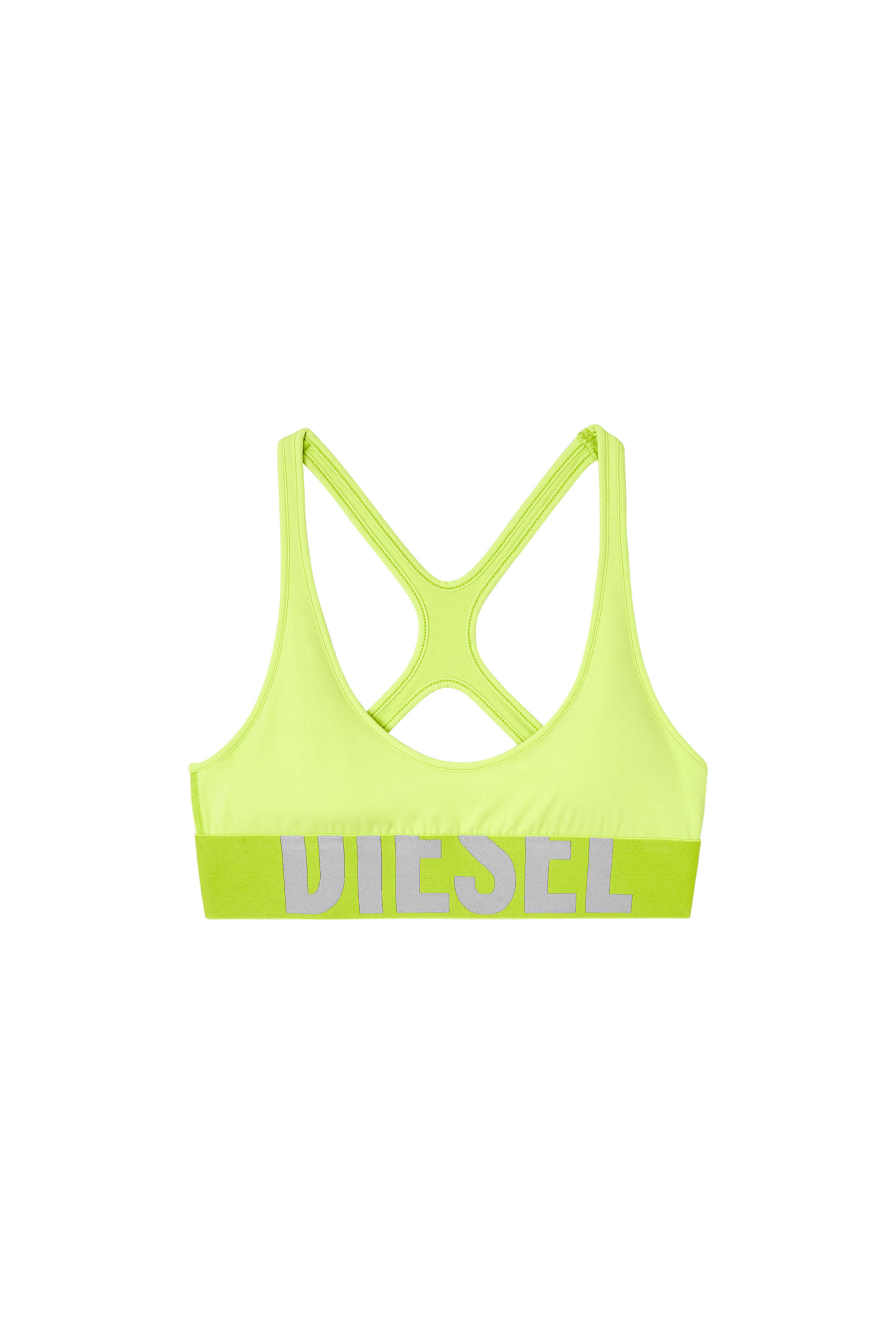Diesel - ALLISON-D-POP, Woman's Microfibre sports bra with cut-off logo in Green Fluo - 4
