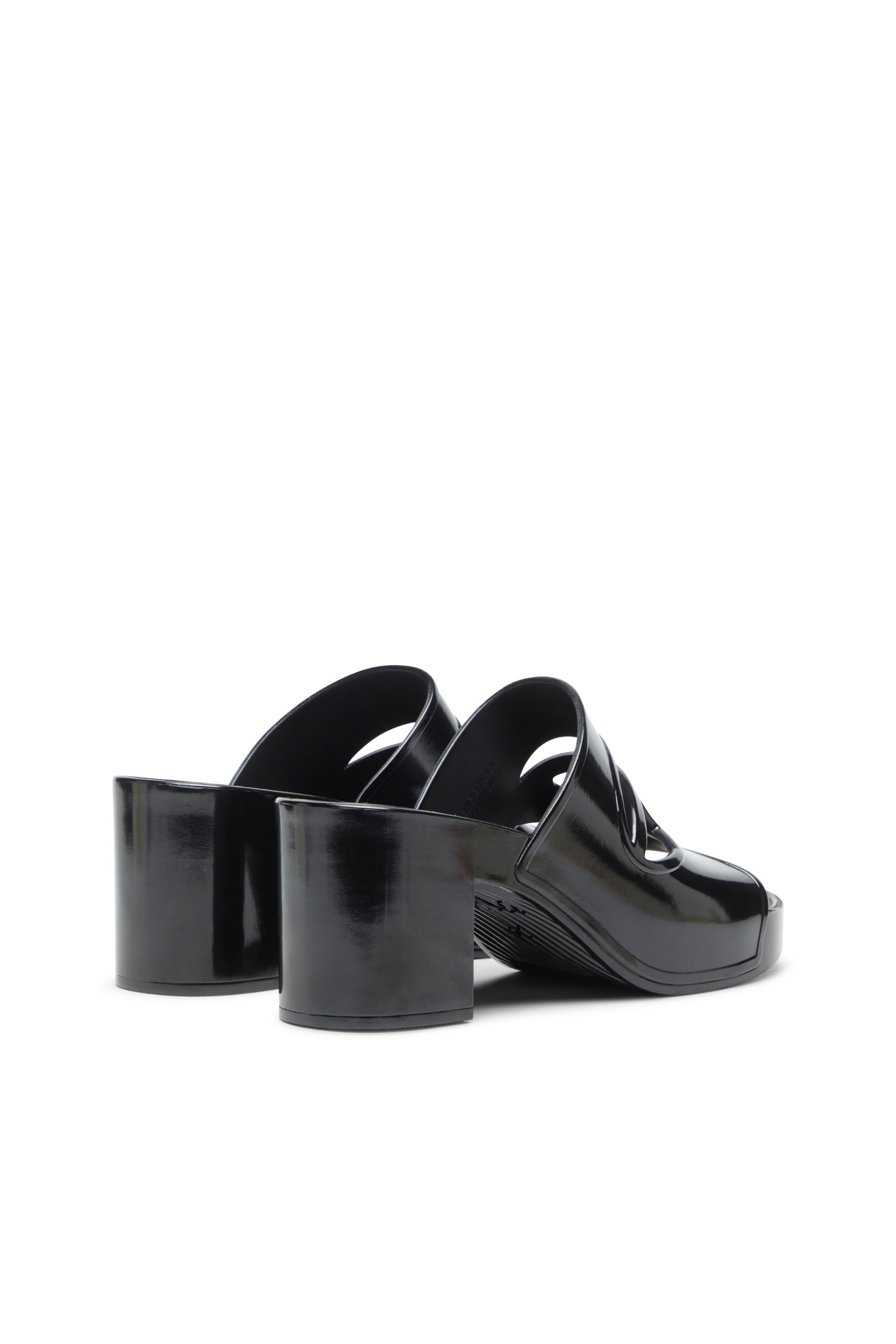 Diesel - SA-BONNIE, Woman's Heeled rubber slides with cut-out logo in Black - 3