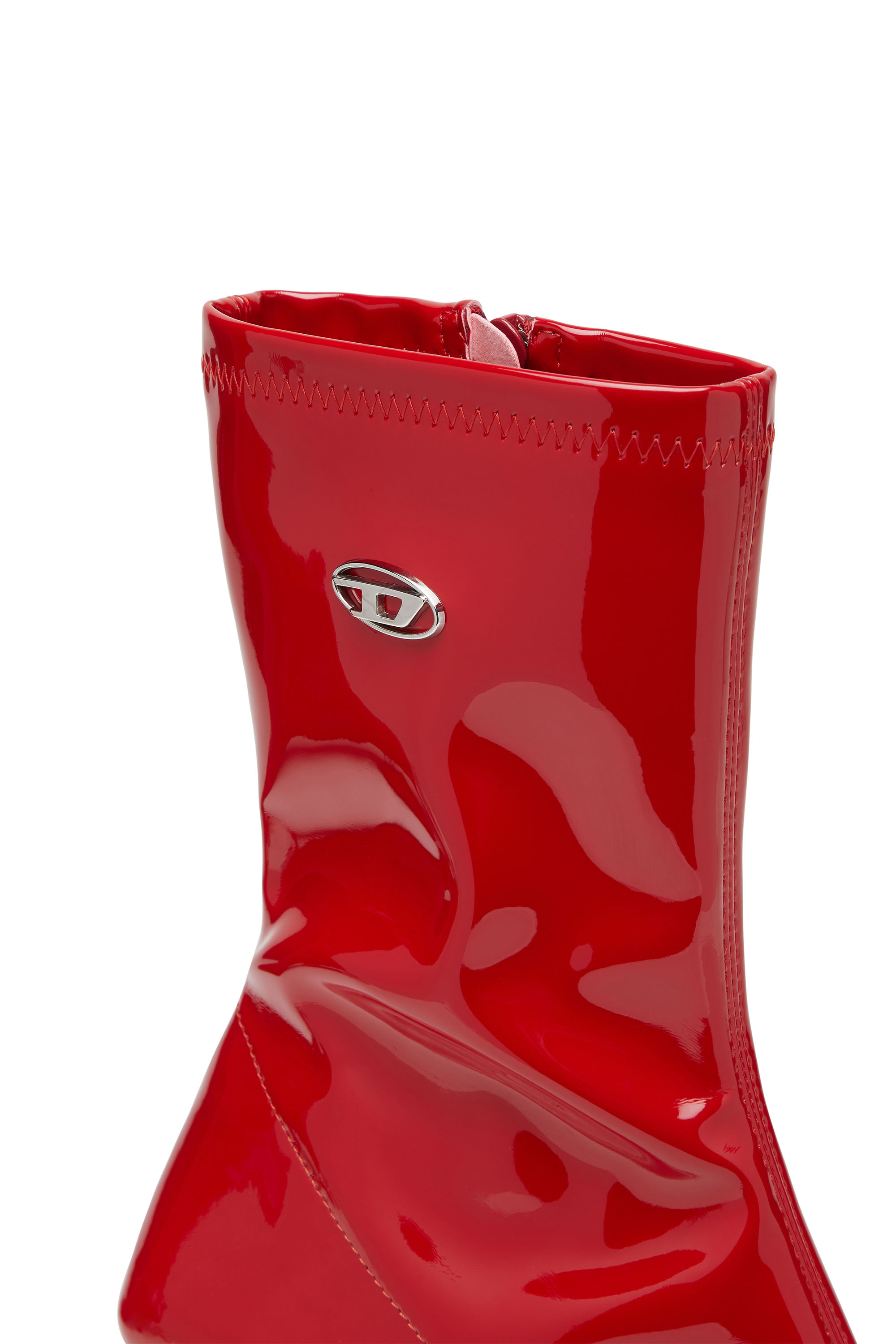 Diesel - D-AMBER MD BT, D-Amber-Botines de poliuretano elástico de charol Mujer in Rojo - 4