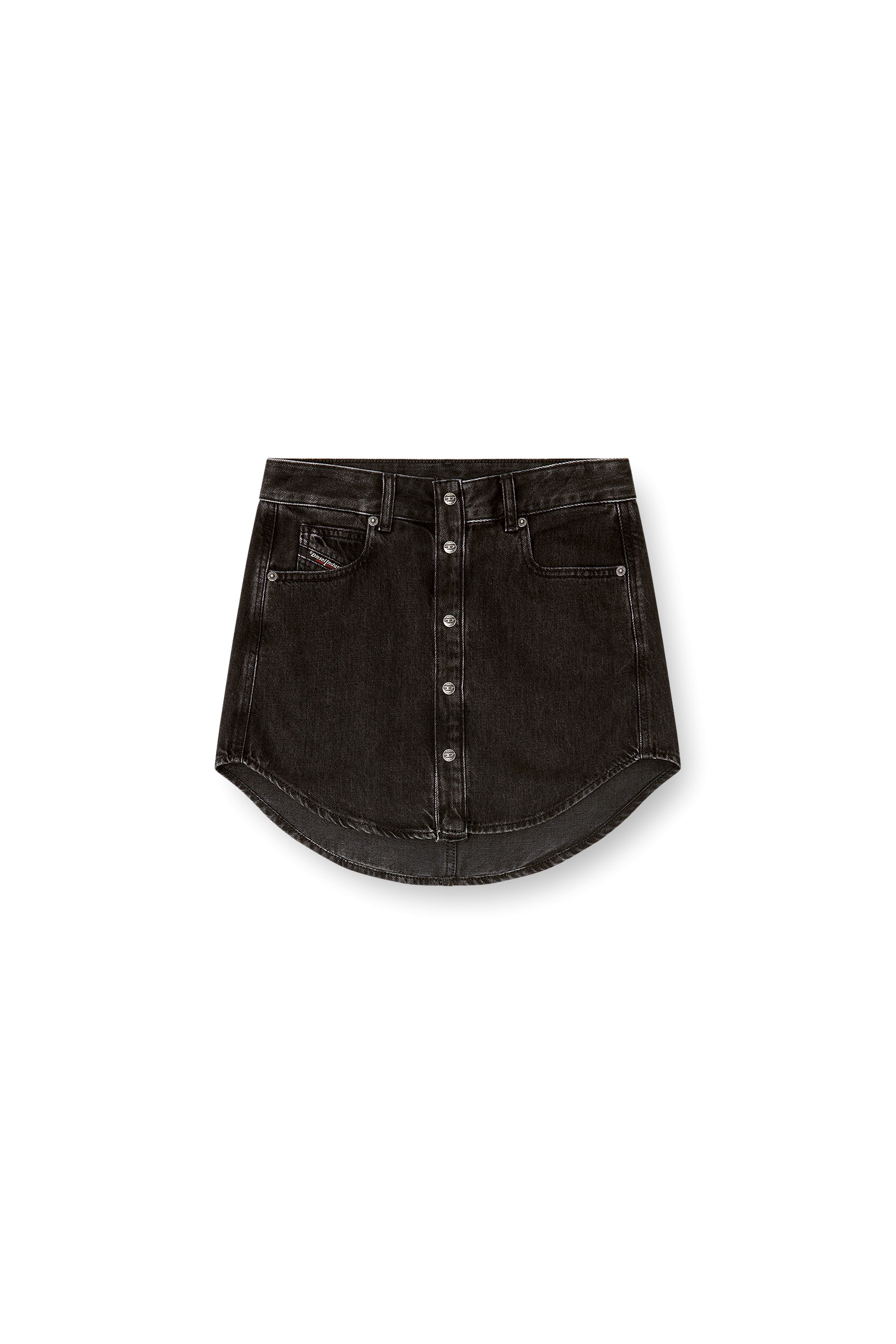 Diesel - DE-ARD, Minifalda de mezclilla con botones Mujer in Negro - 1