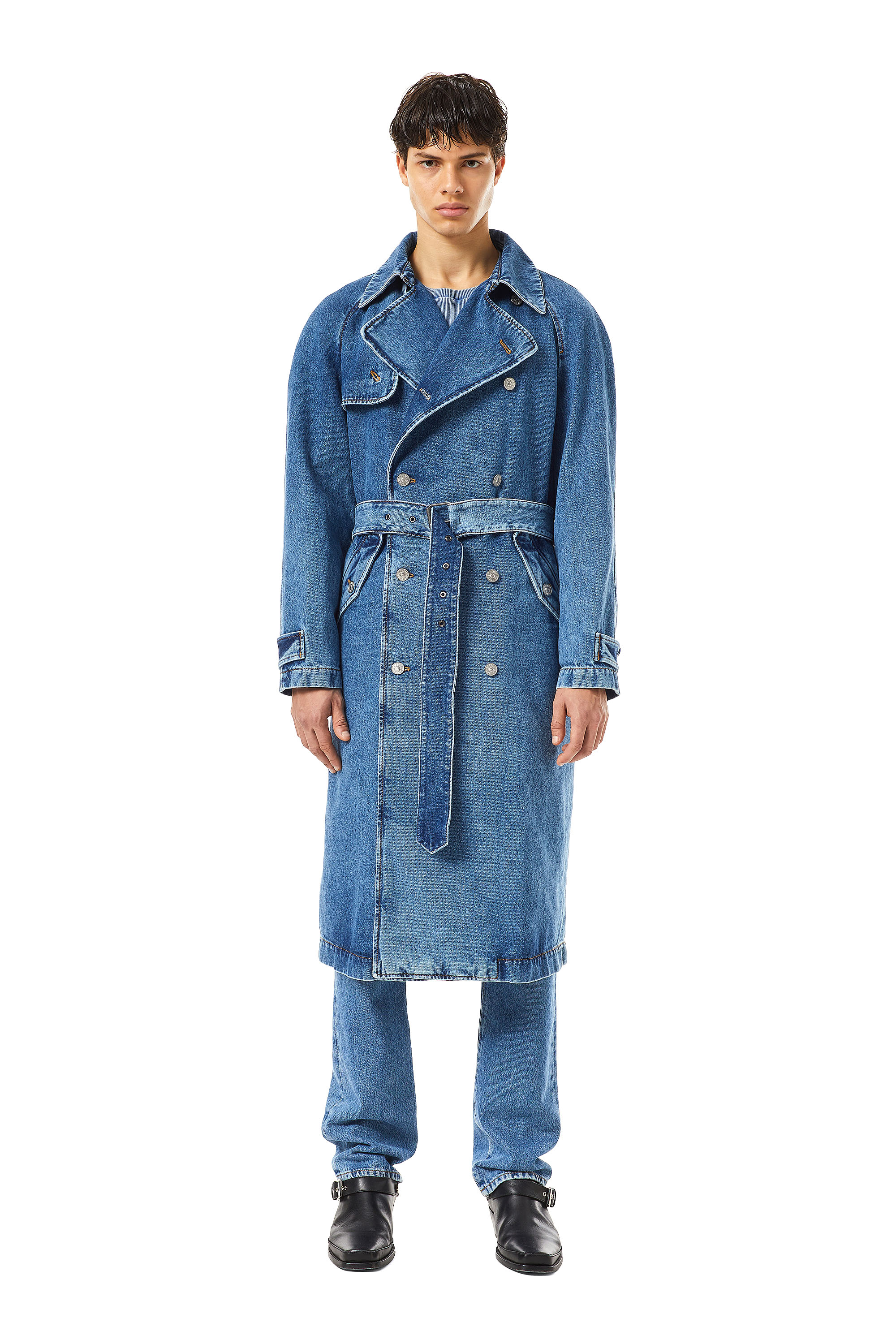 D-DELIRIOUS DOUBLE BREASTED TRENCH COAT, Azul medio