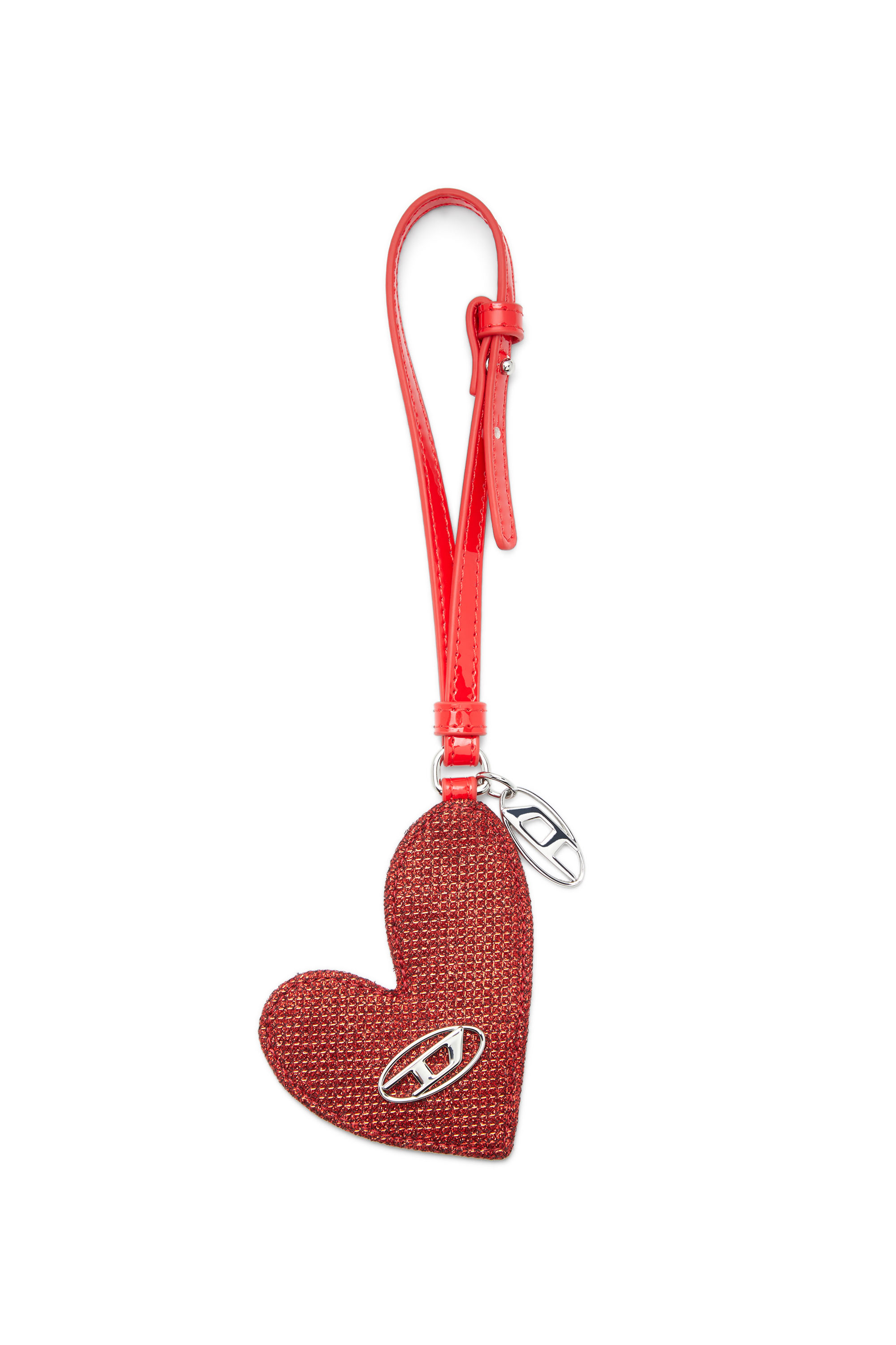 Diesel - PLAY MIRROR, Heart charm with logo in metal Mujer in Rojo - 1