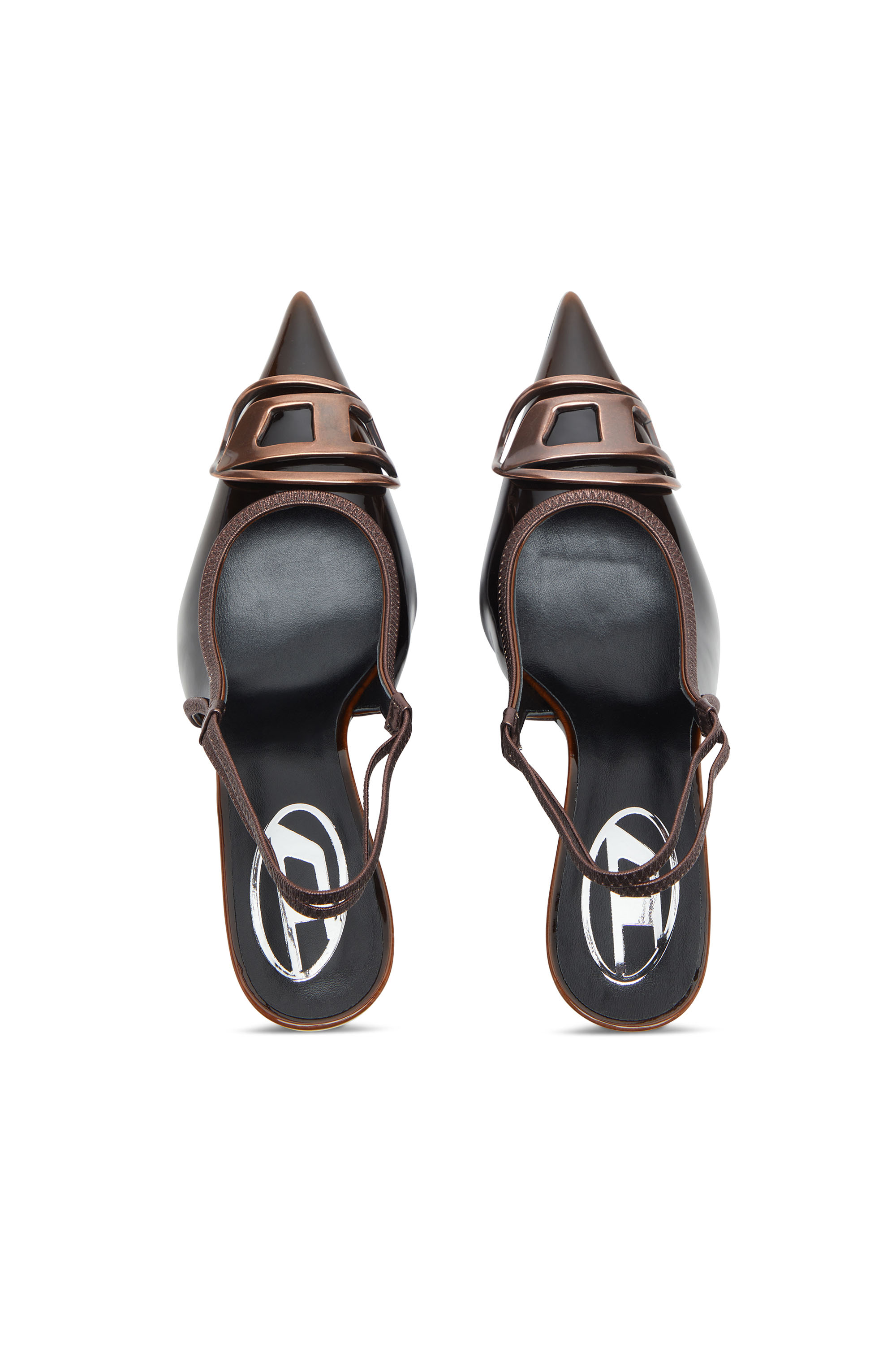 Diesel - D-VENUS SB, Woman's D-Venus-Patent slingback pumps with dégradé effect in Blue/Brown - 4
