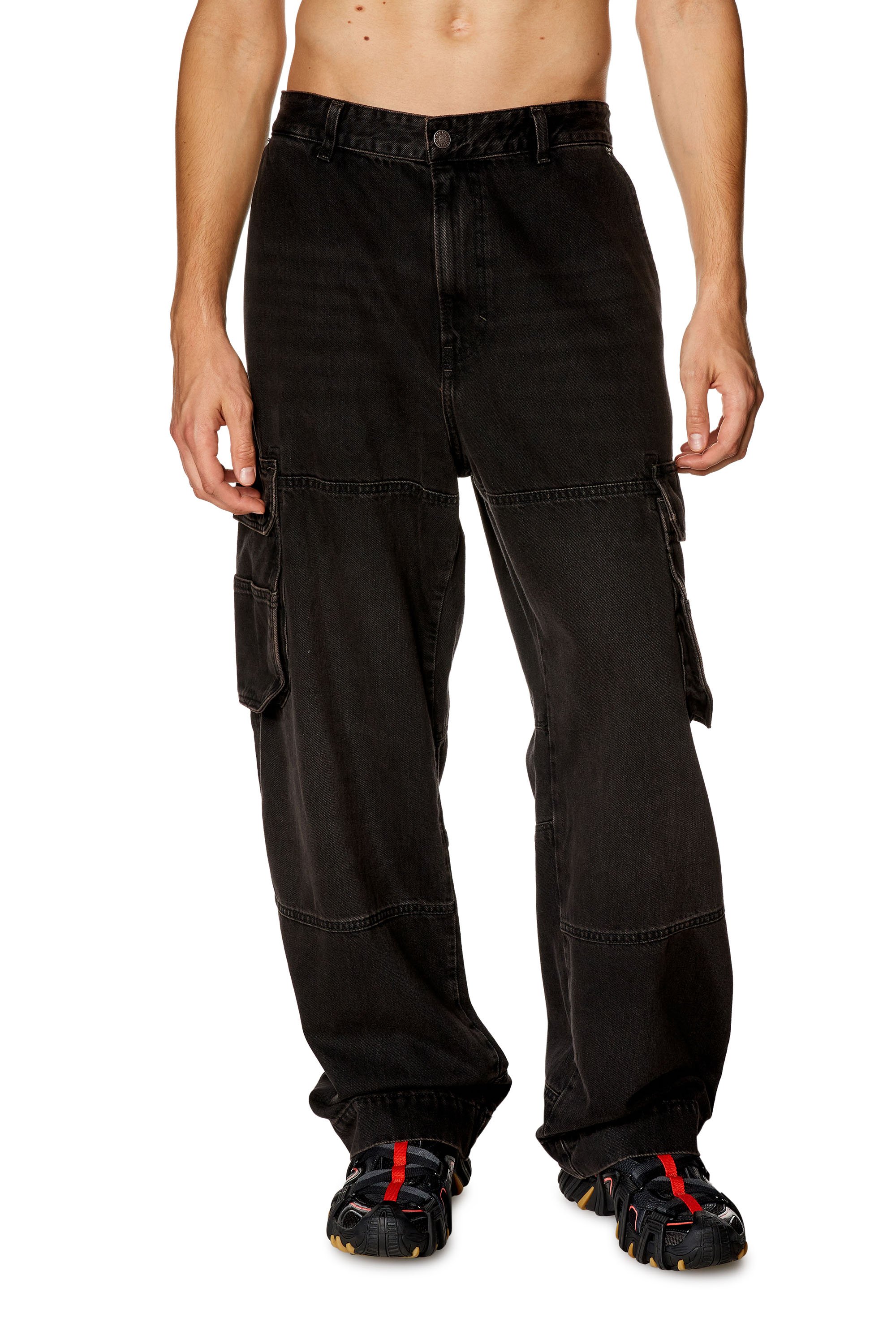 Diesel - Man Straight Jeans D-Fish 0KIAG, Black/Dark grey - Image 1