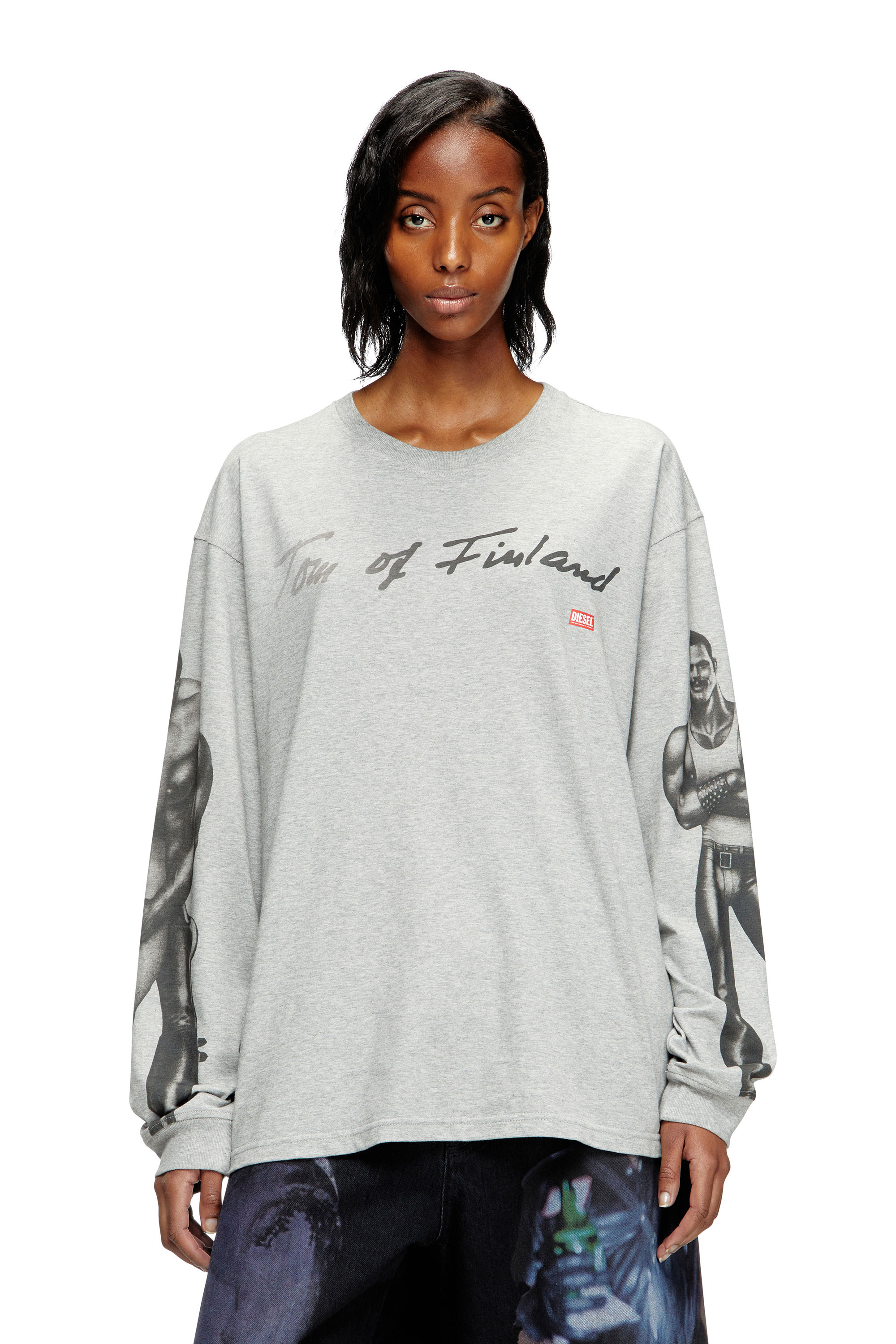 Diesel - PR-T-BOXT-LS-TOM25, Camiseta de manga larga con estampado gráfico Unisex in Gris - 4