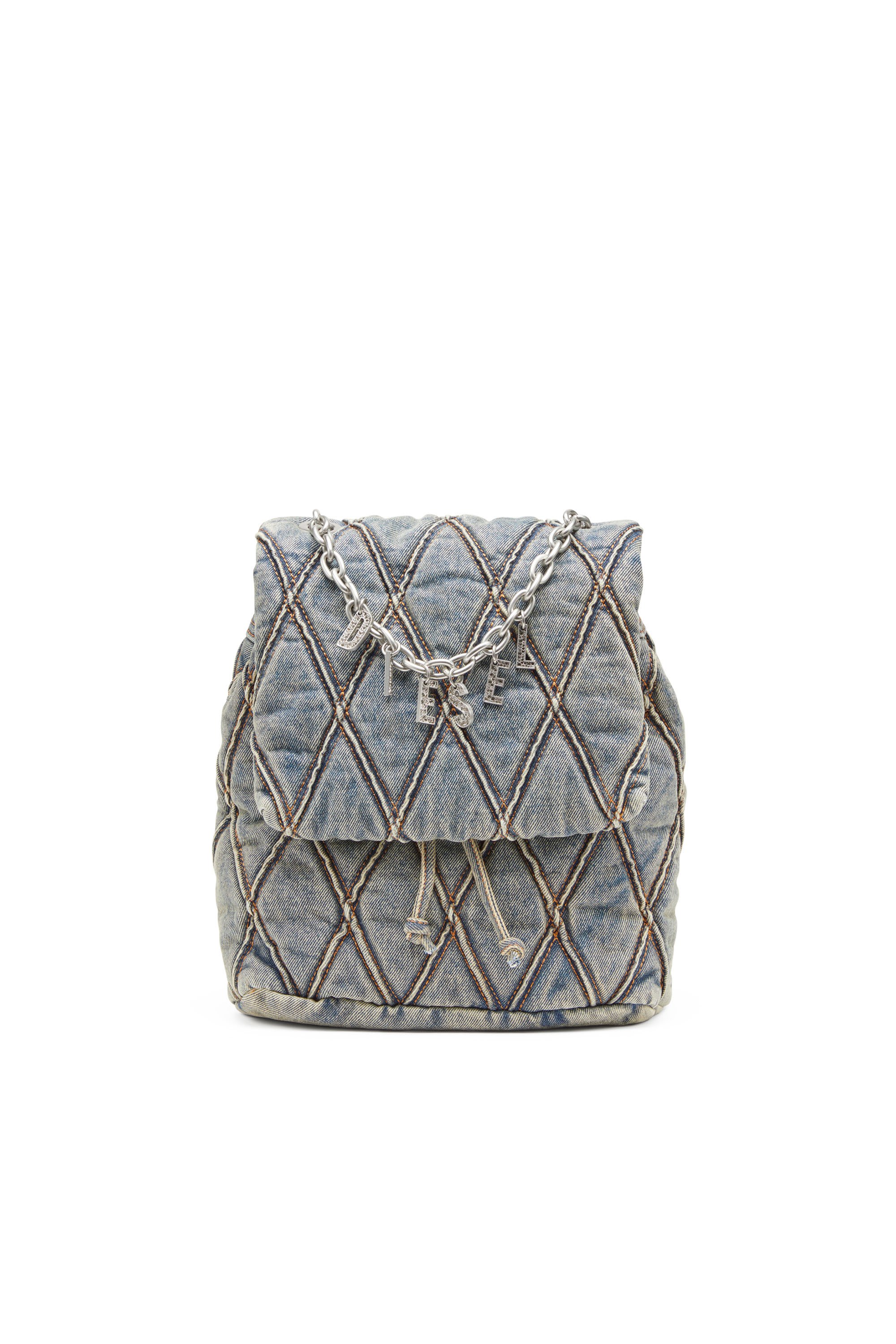 Diesel - CHARM-D BACKPACK S, Woman Charm-D S-Backpack in Argyle quilted denim in Blue - Image 1