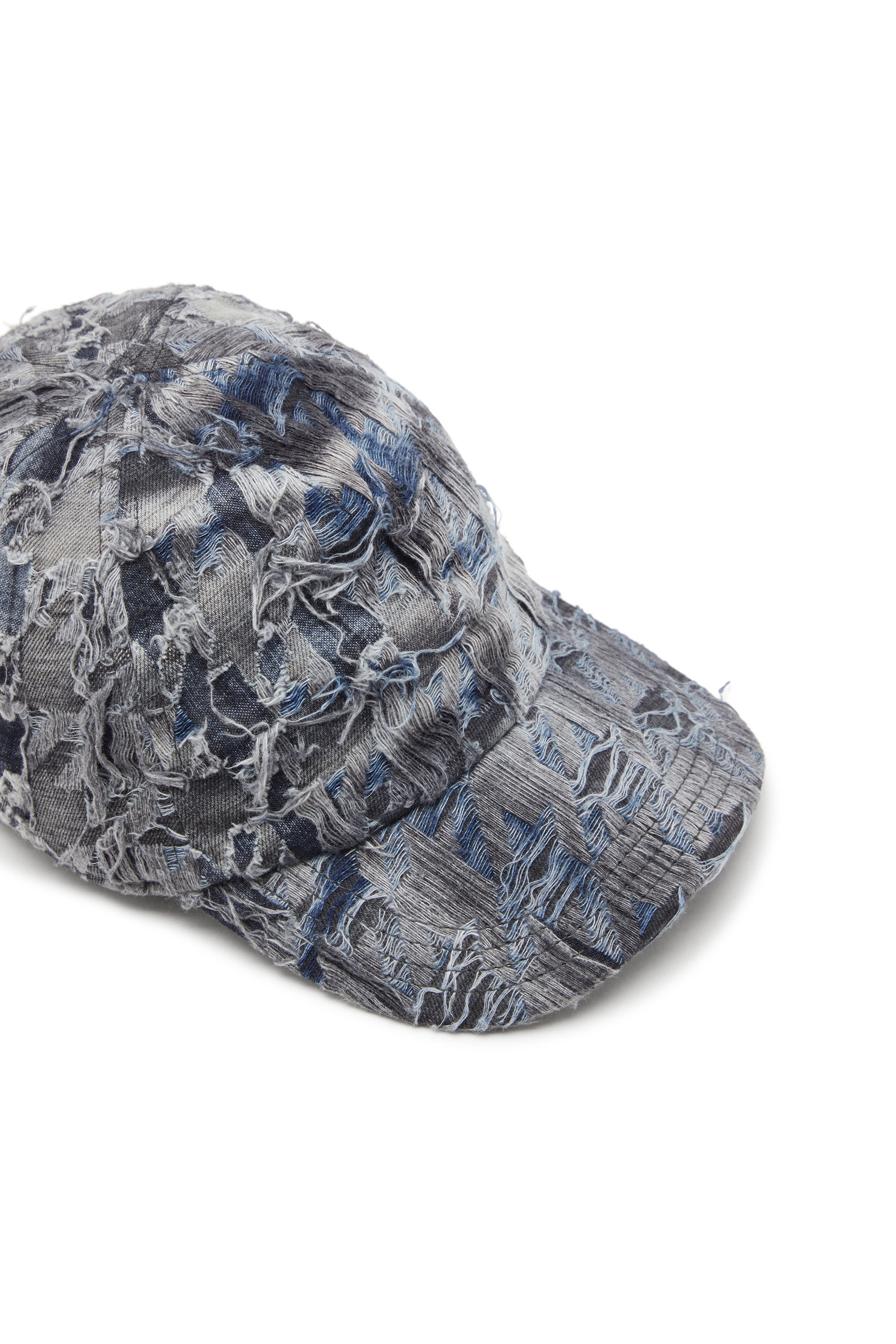 Diesel - C-PIED, Man's Baseball cap in destroyed denim in Dark Blue - 3