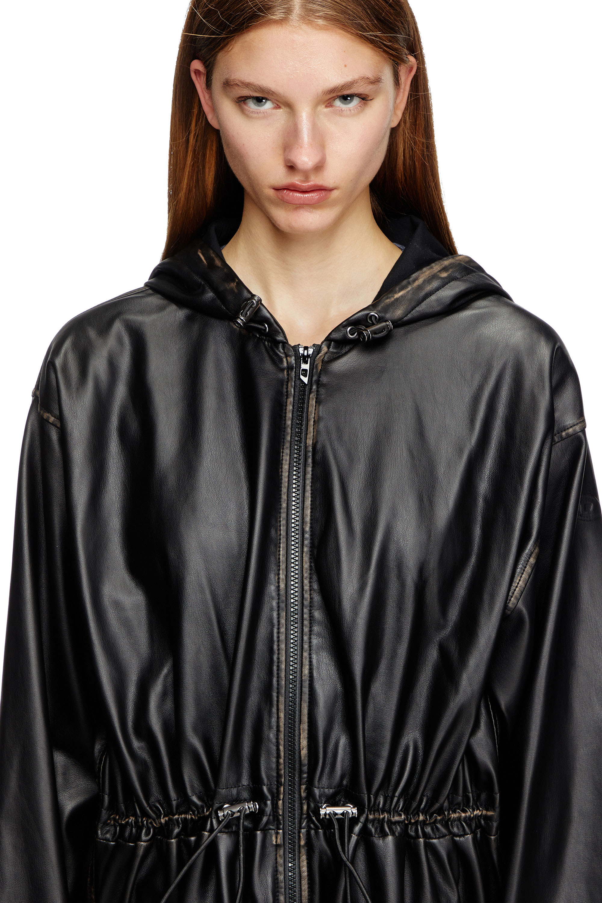 Diesel - G-LARY, Unisex's Distressed utilitarian hooded coat in Black - 4