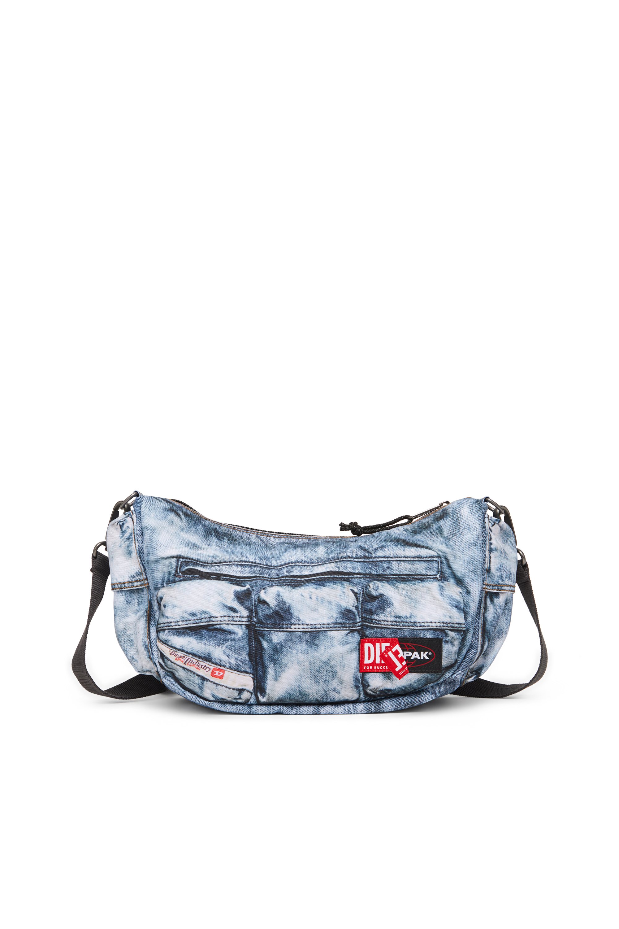 Diesel - DIESEL SHOULDER BAG, Bolso con múltiples bolsillos en denim trampantojo Unisex in Azul marino - 1