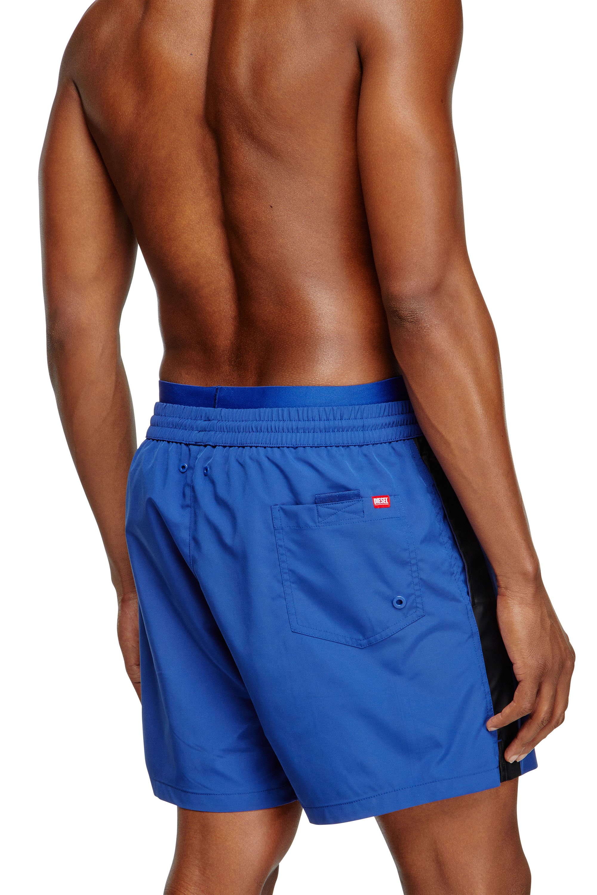 Diesel - VISPER-41-D-POP, Man's Mid-length swim shorts with hybrid waist in Blue/Black - 3